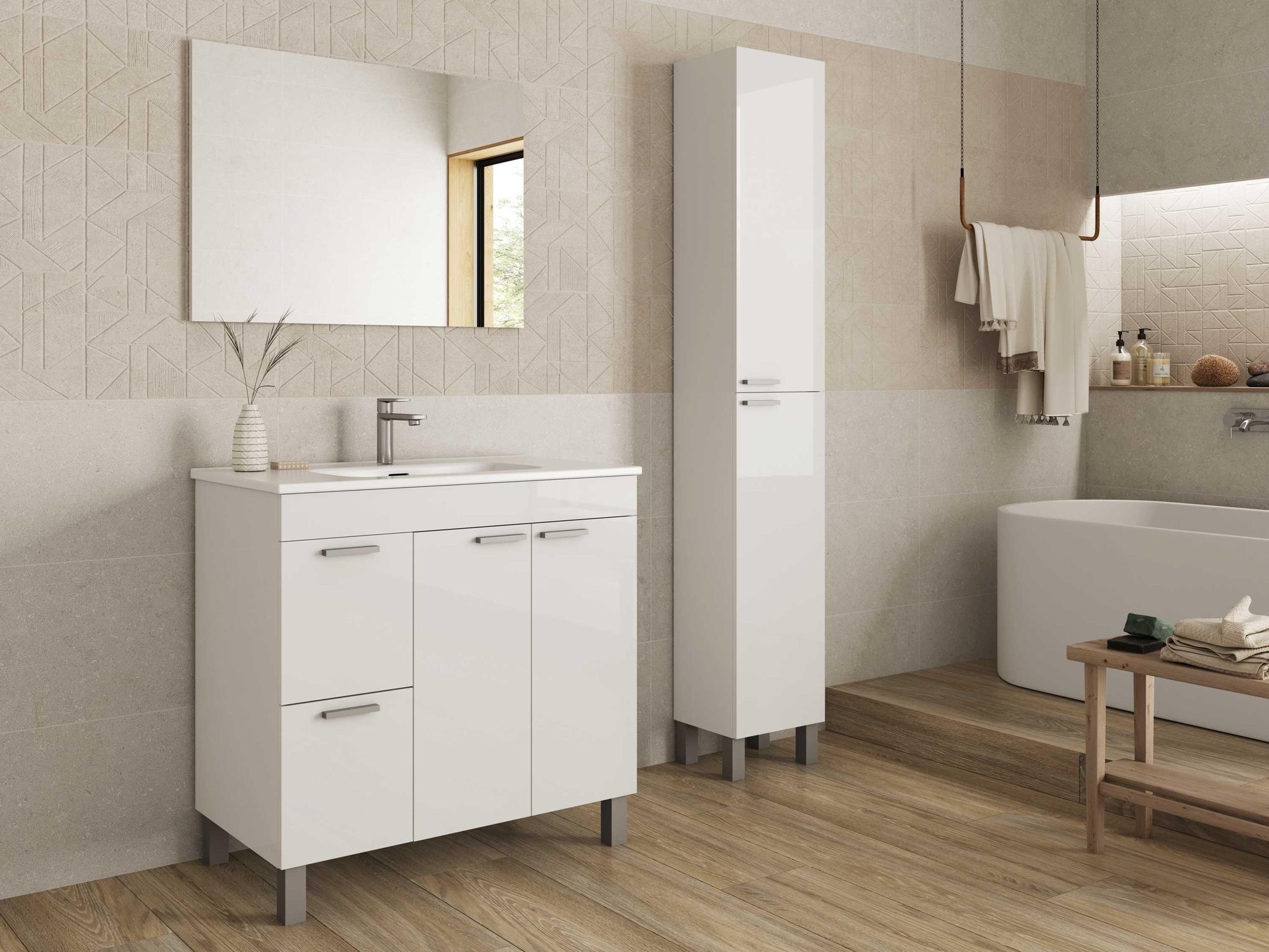 AKTIVA Badezimmer-Set von freiraum – modernes Badmöbel-Set mit großzügigem Stauraum