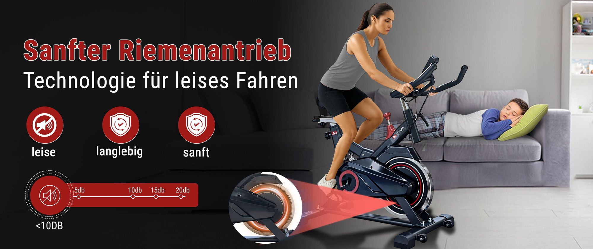 AsVIVA S11 Indoor-Cycle Speedbike, leise, stufenlos, mit Handpulssensor