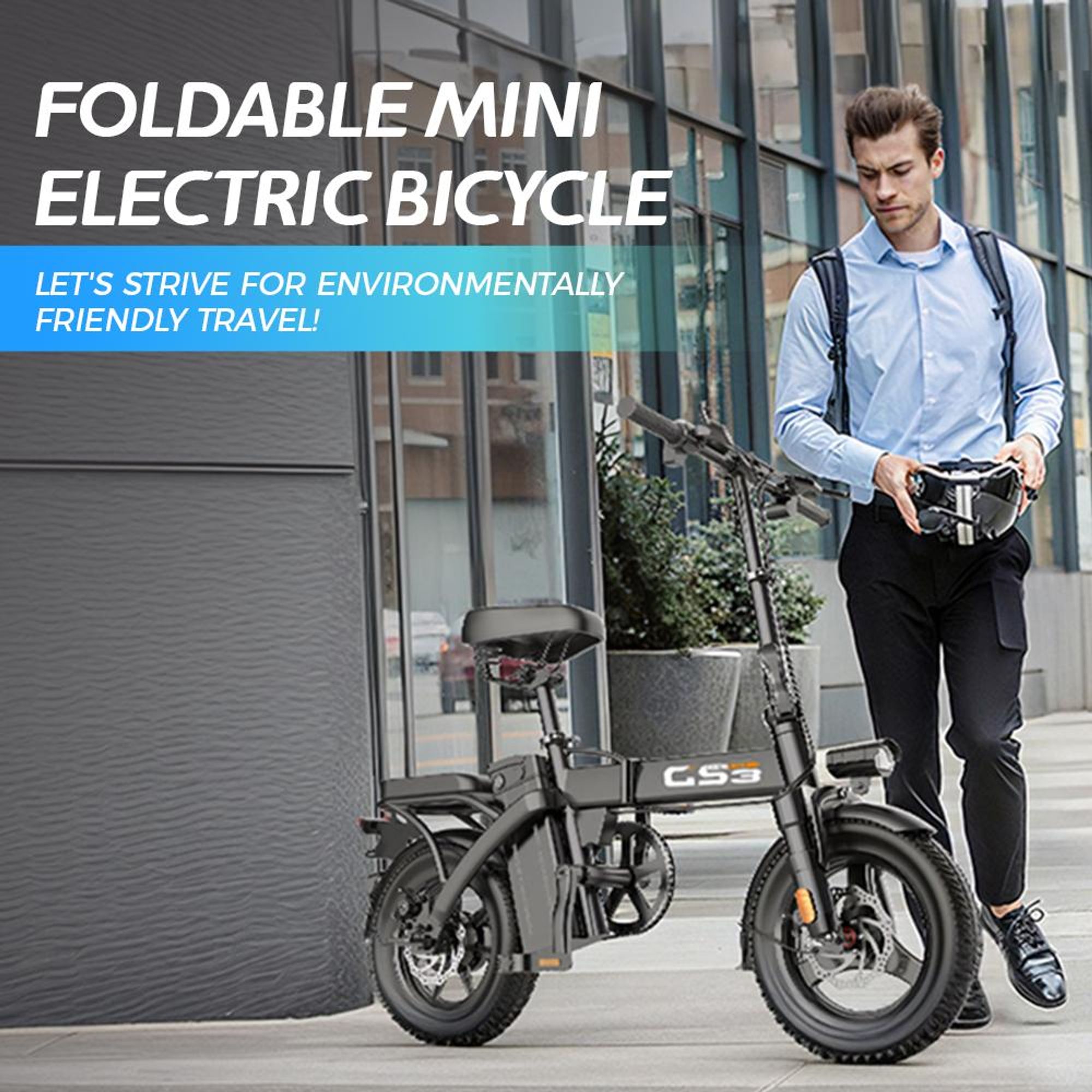 GS3 faltbares Elektrofahrrad für Erwachsene, 250W, 25 km/h, 48V 15Ah, abnehmbarer Akku, All-Terrain-Fettreifen, max. 120 kg Zuladung