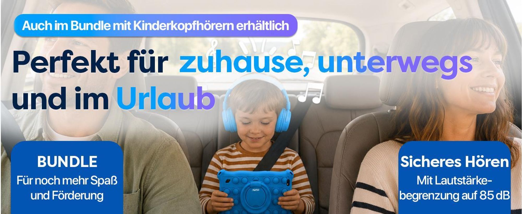 AngelTech Kinderpaket PRO MAX - Kindertablet + Kinderkopfhörer - Android 15 - 4+3 GB RAM - 64+64 GB - Octa-Core-Prozessor - Schnelles 8 Zoll - Rosa