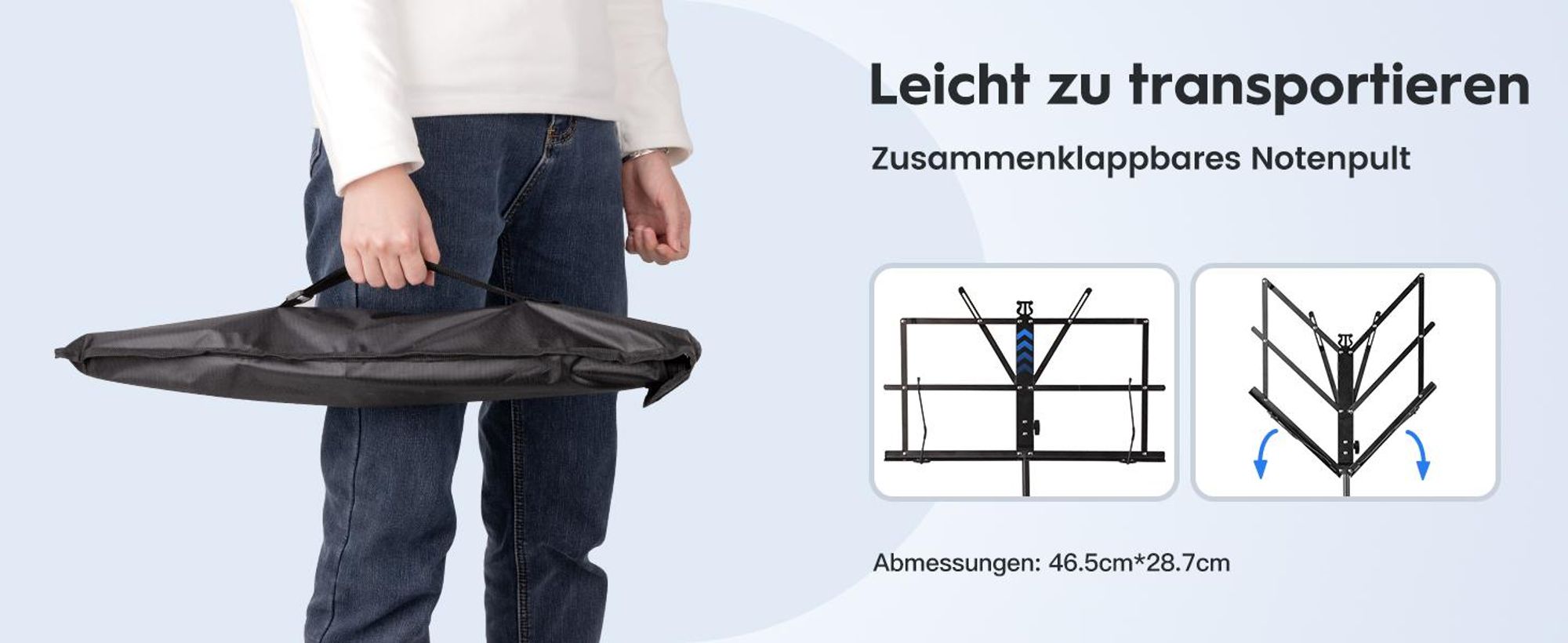 Notenständer, Notenpult, Musikständer, Orchesterpult, Notenstativ, höhenverstellbar 68-136.5cm, mit Tragetasche Music Stand für Kinder und Erwachsene