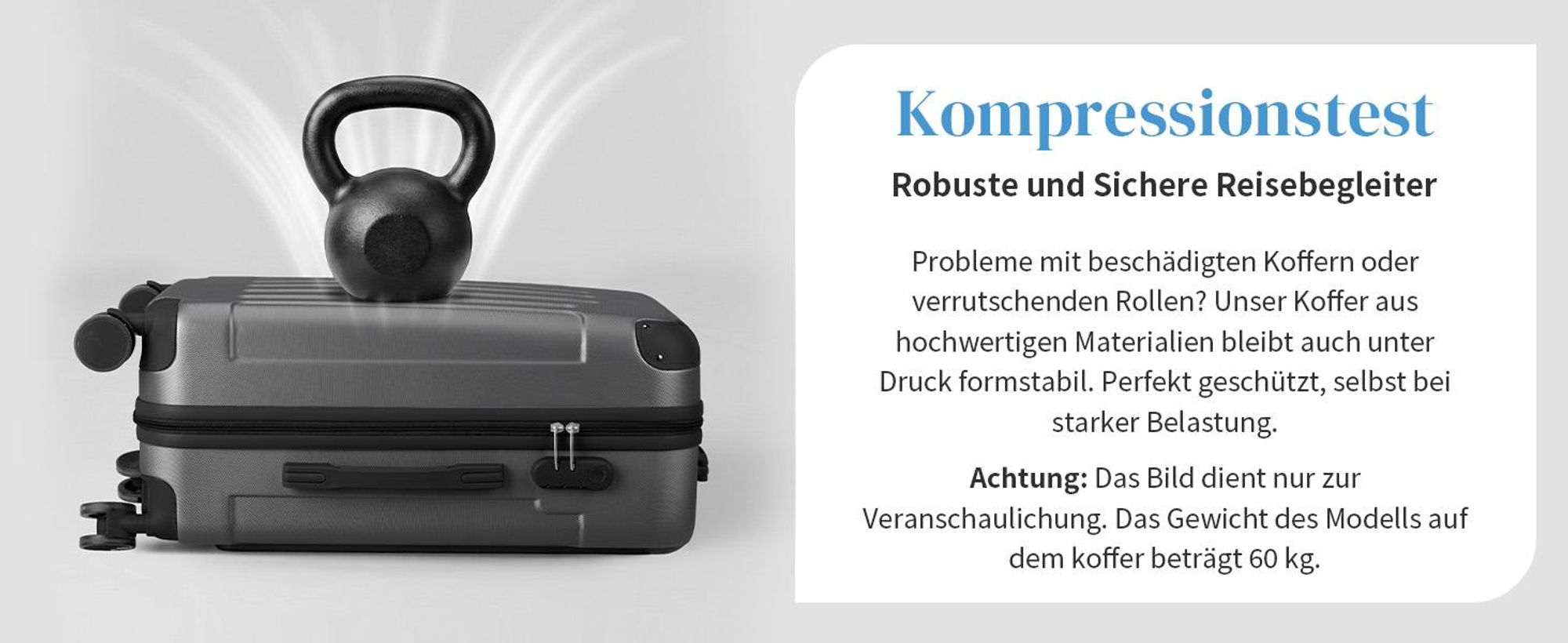 FCH 2tlg. ABS Hartschalen Kofferset 12/20 Zoll, Trolley mit 4 Rollen und Tragegriff, Eckschutz, Teleskopgriff, Dunkelgrau