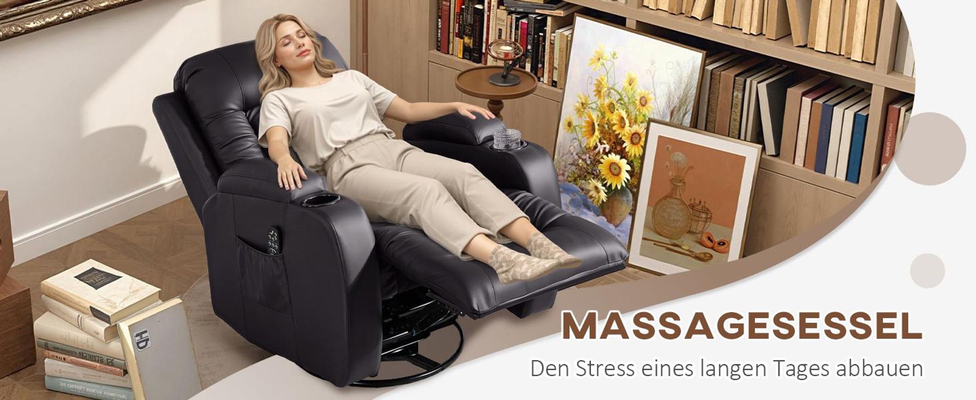 HOMCOM Relaxsessel verstellbar Massagesessel mit Liegefunktion Heizung