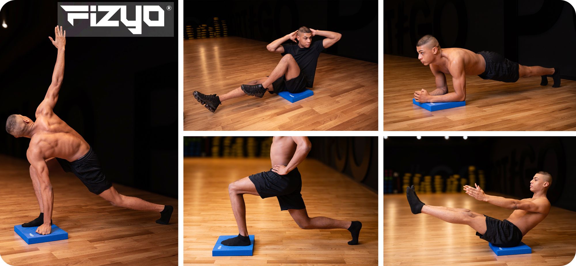 Person trainiert auf dem FIZYO Balance Pad, Matte, Balancekissen