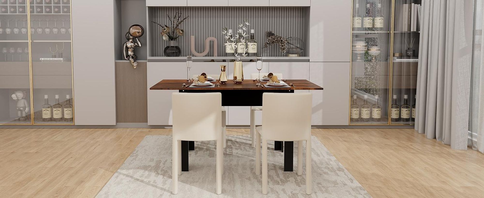 Puluomis Ausziehbarer Esstisch, Erweiterbarer Tisch 70x105-150cm, Klapptisch mit Verstärkter MDF-Platte, Küchen-/Wohnzimmertisch schwarz braun