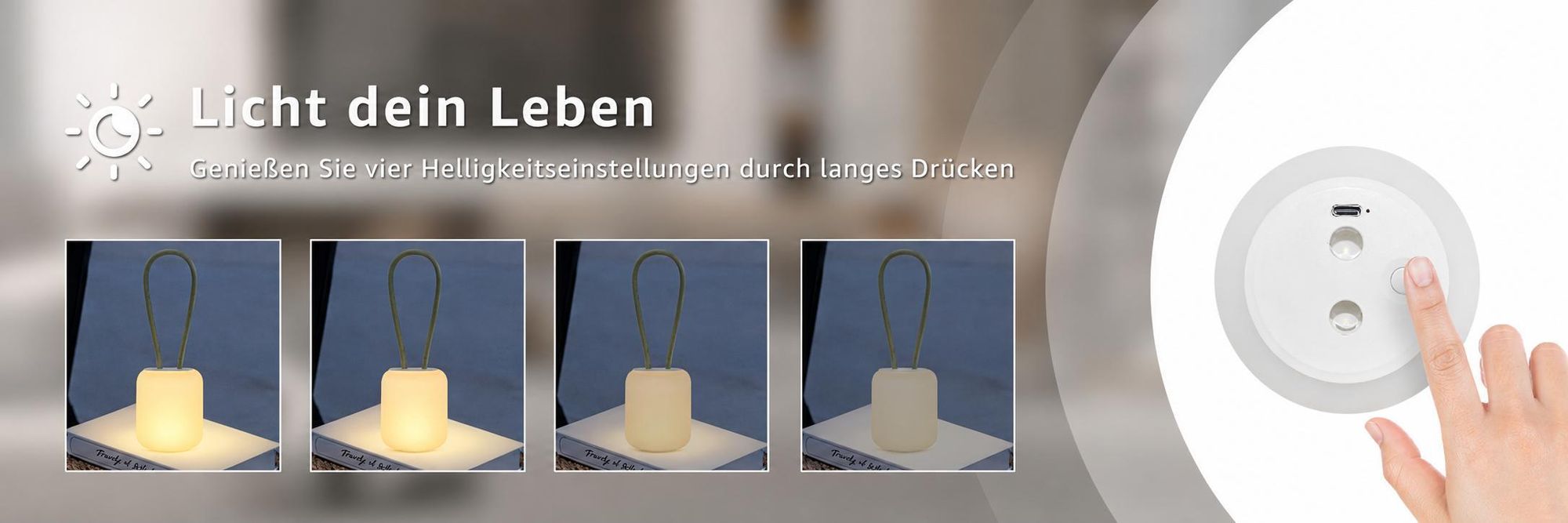 2er LED Campinglampe,USB-Aufladung Nachtlicht,flexible Outdoorlampe zum Aufhängen,Hinstellen und Montieren,dimmbare Handyhalter Campingleuchte