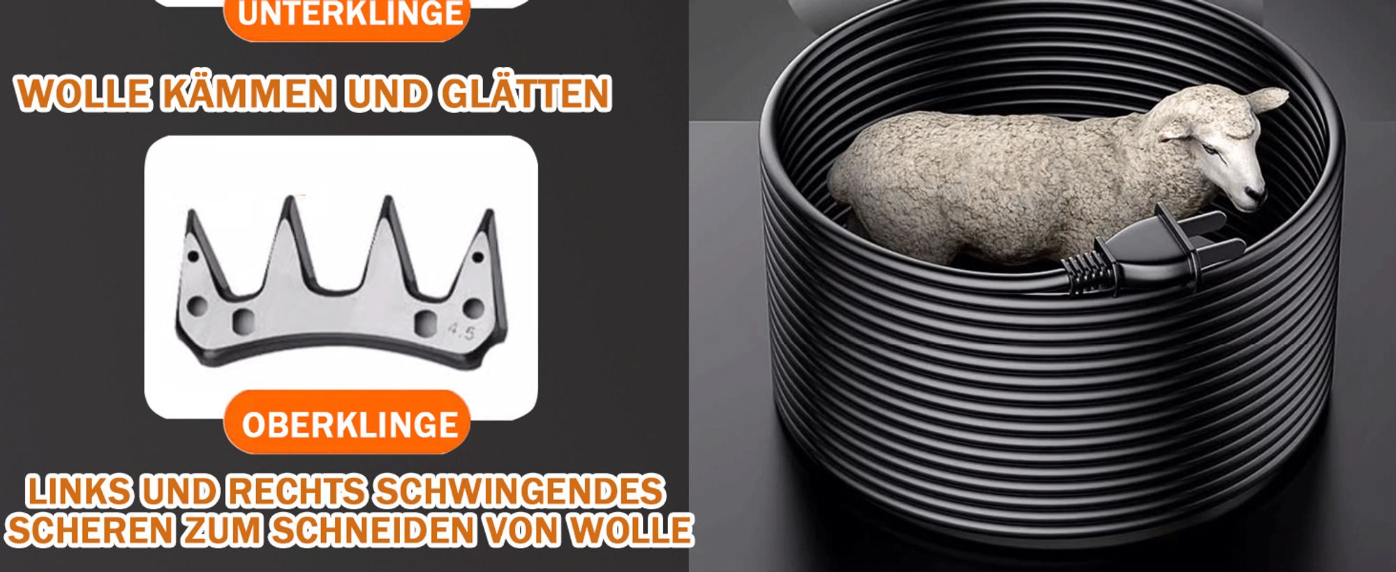 Elektrische Schafschere 550W, Professionell Schafschermaschine, 6 Geschwindigkeiten Clipper Trimmer für Alpakas,Schafe, Wolle