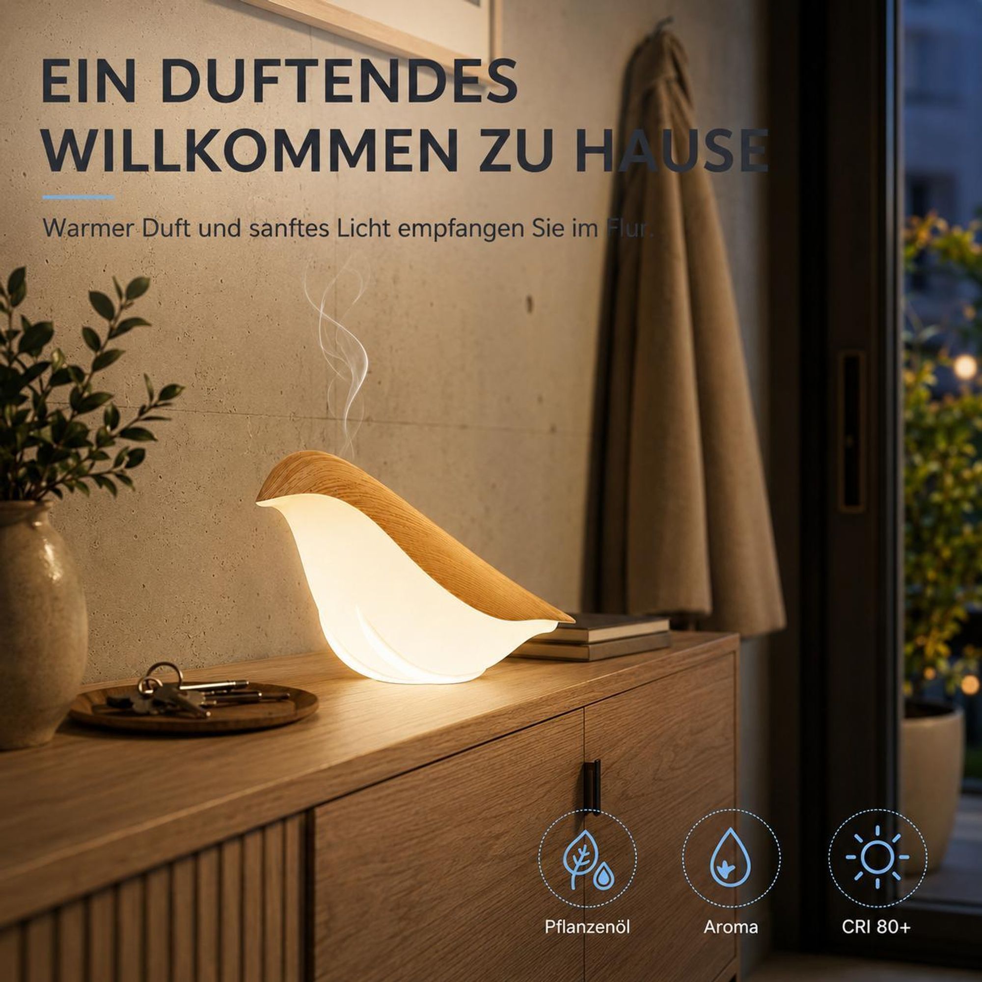 Nachtlicht USB Vogel Lampe kabellos Akku Nachttisch Lampe Touch Dimmbar Wippe Basis Abnehmbar Led Tischlampe für Schlafzimmer Balkon Geschenke Deko