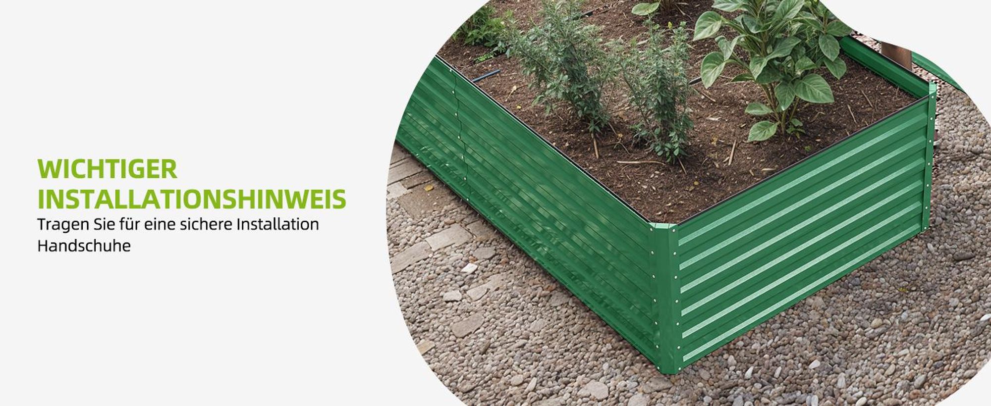 2er-Set Hochbeet 240x120x54cm Metall Ovales Gartenbeet, Pflanzkasten Verzinkter, Grün