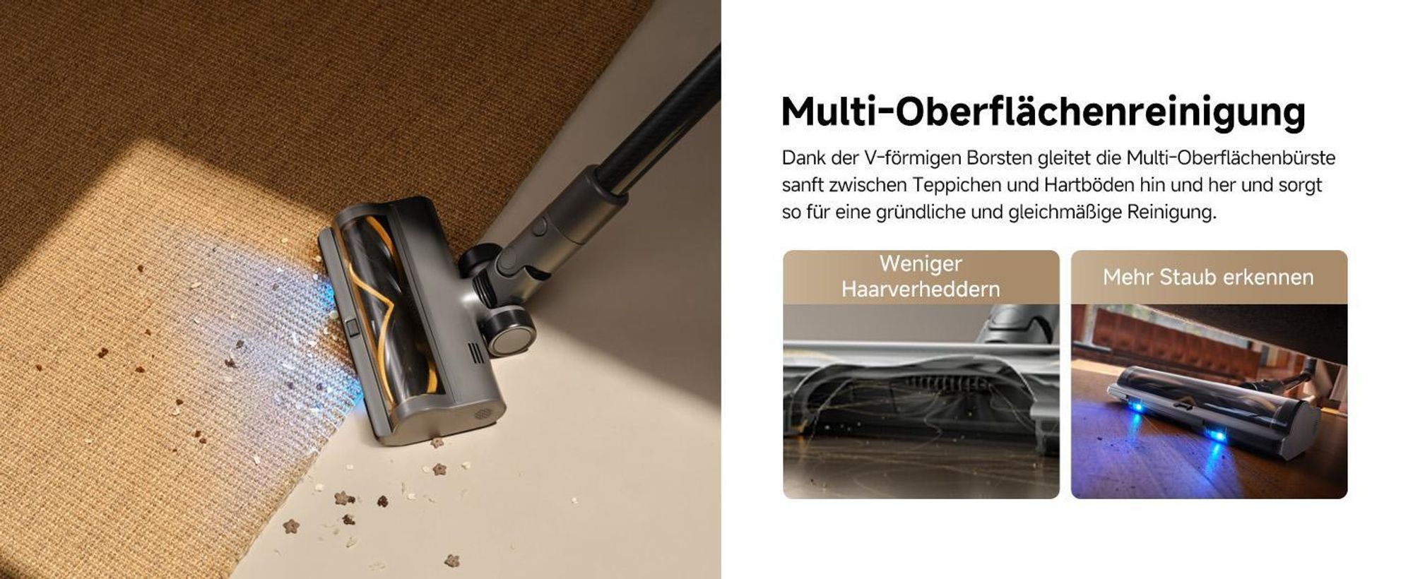 Dreame R30 Akku-Stabstaubsauger,22KPa Saugleistung,190AW Saugleistung,90 Min, Seitenbürste,Reinigung mehrerer Oberflächen,Anti-Tangle Handstaubsauger
