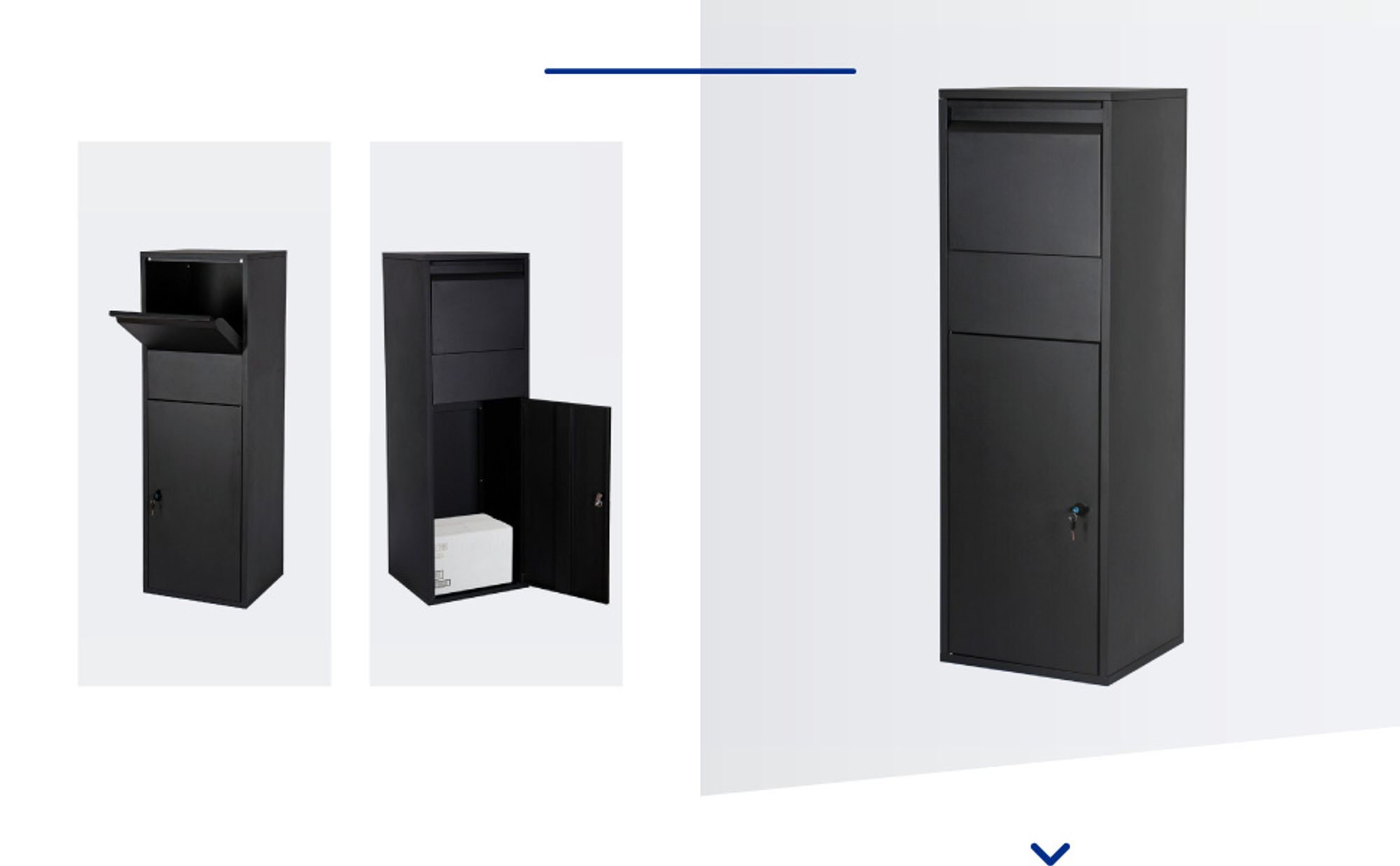 Wiltec Paketkasten Anthrazit 460 x 450 x 1400 mm, Paketbox Zuhause, private Paketannahme passend für Pakete der Größe S und L, Standbriefkasten