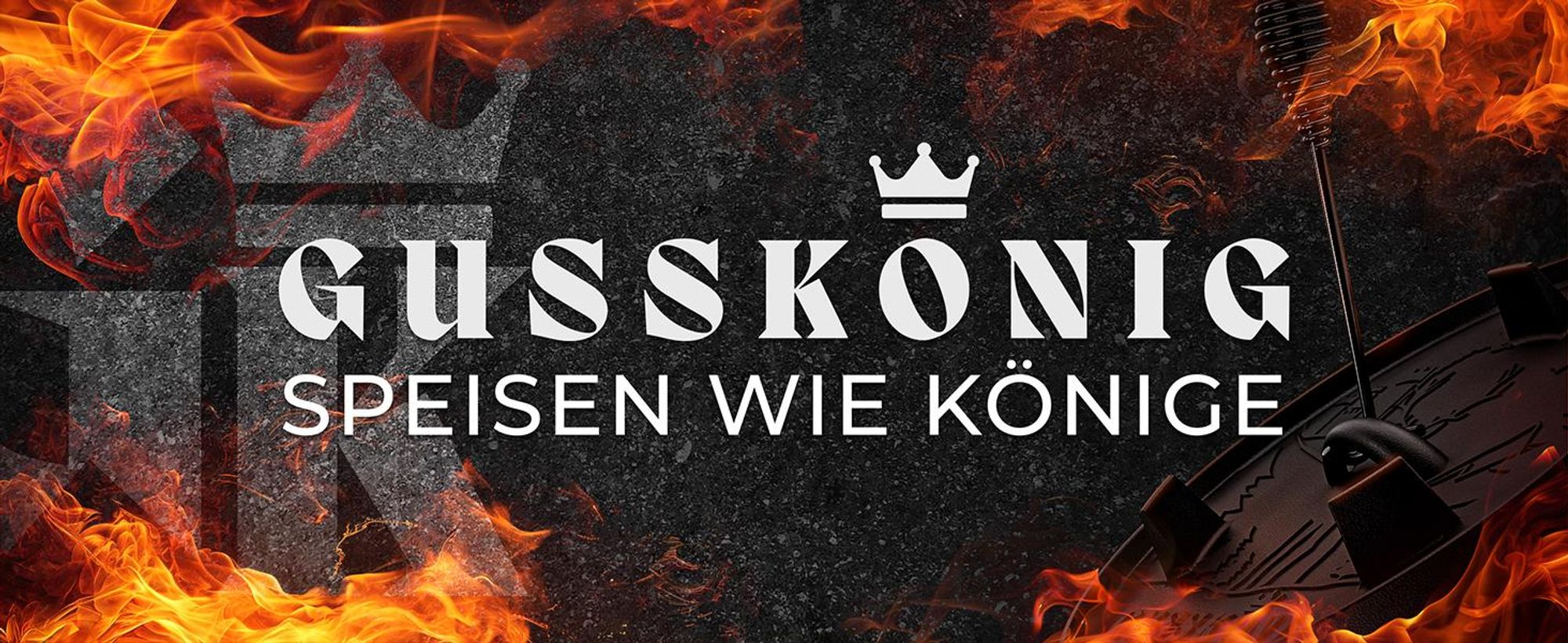GUSSKÖNIG Logo mit Flammen – Speisen wie Könige im hochwertigen Dutch Oven.