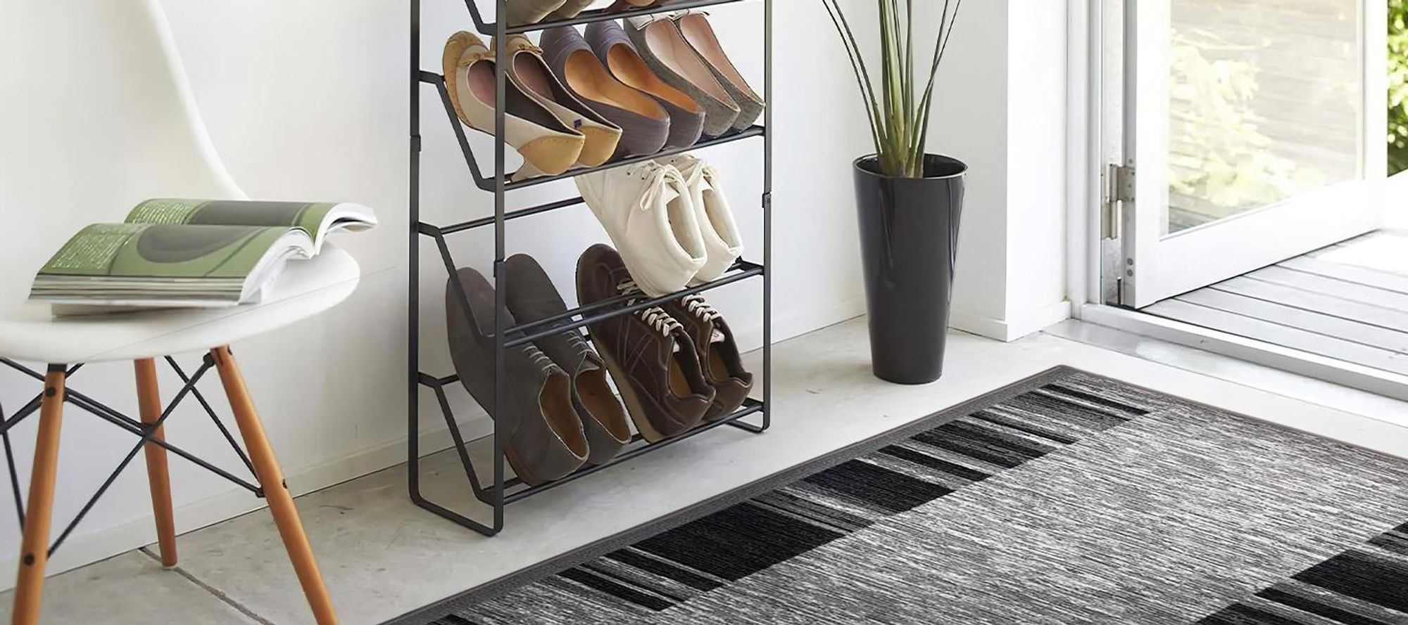 Floordirekt Teppich Läufer Navona, Feinschlingen Teppichläufer mit rutschfestem Gelrücken, für Flur, Küche & Wohnraum, robust - Grau, 80x200 cm