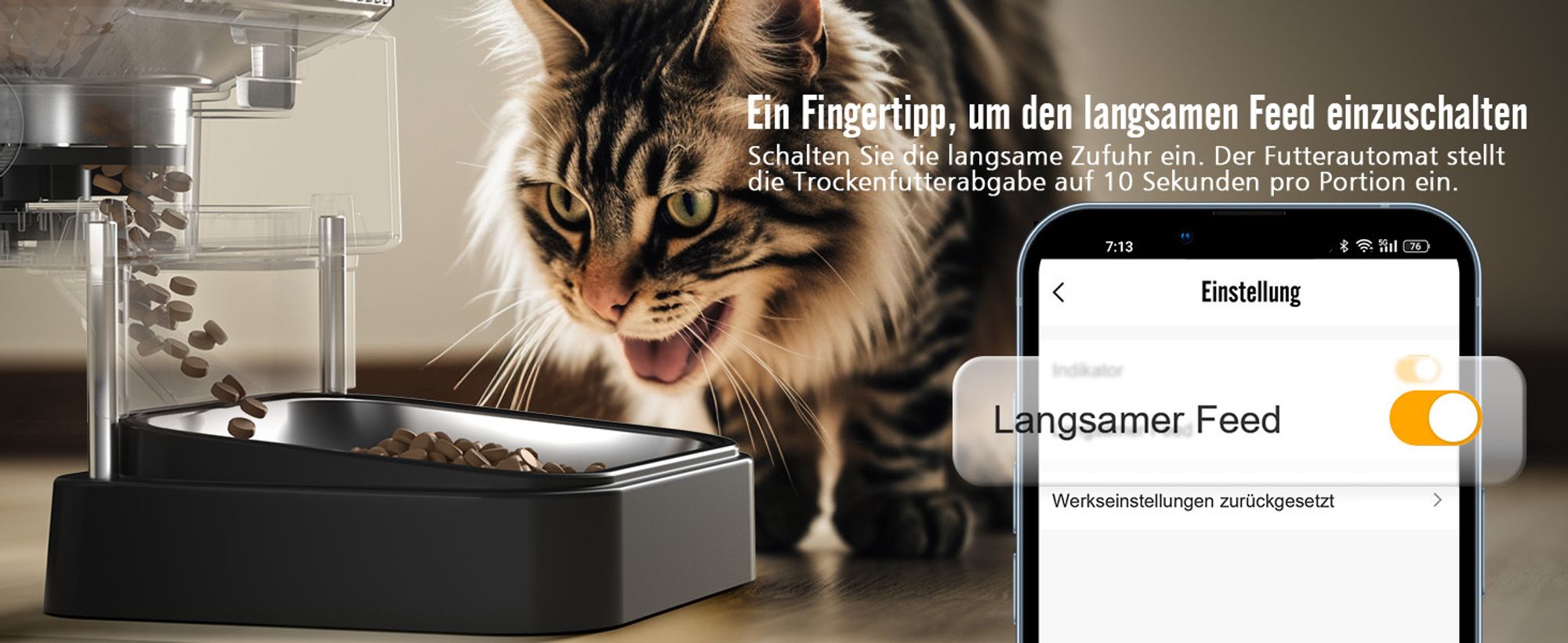 Oneisall Automatischer Katzenfutterspender mit 5G WLAN für 2 Katzen
