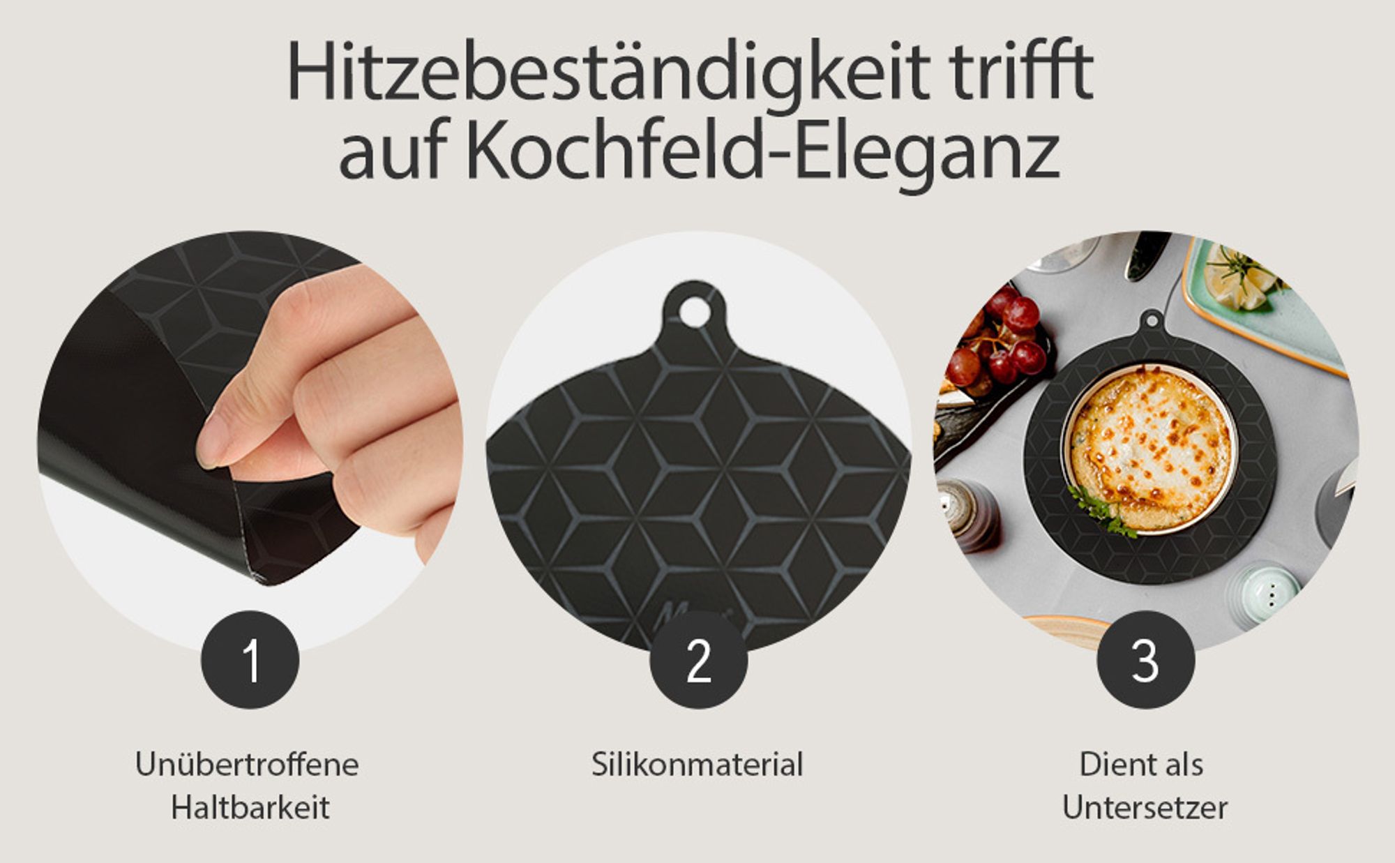 Meisterhome® Induktionsschutzmatte – Herdabdeckplatte - Herdabdeckung Induktionsfeld - Hitzeschutzmatte - Induktionsmatte für alle Größen - Silikon Matte - Induktion Schutzmatte, Model:Set 5