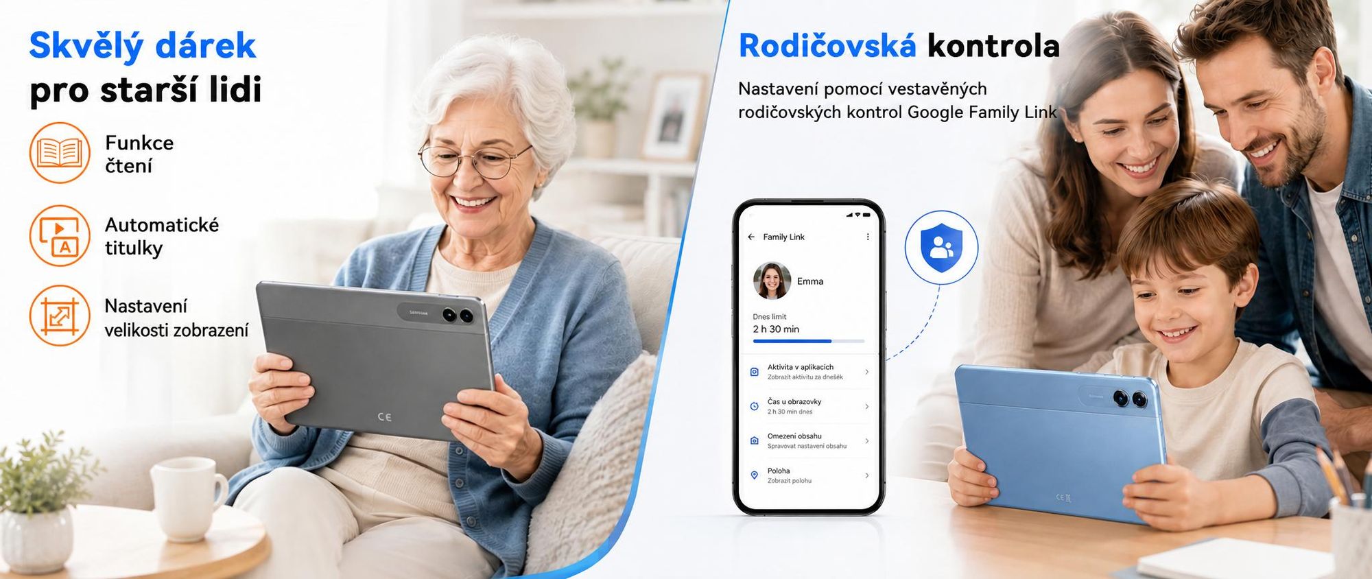 TABWEE T70, 11palcový tablet, 32 (8+24) GB RAM + 256 GB úložiště, Android 16, baterie 8000 mAh, Bluetooth 5.0, rozpoznávání obličeje, podpora Widevine L1, Rheinland. Součástí balení je klávesnice, myš a stylus