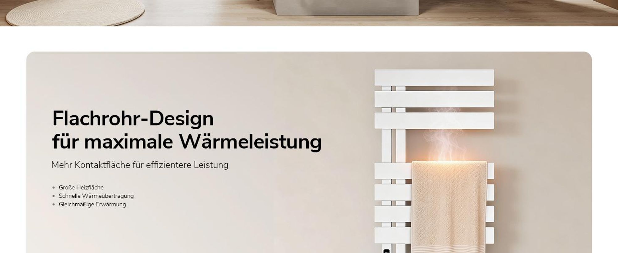 EMKE Elektrischer Handtuchheizkörper, WiFi APP Steuerung LED Touchscreen mit Timer, Handtuchtrockner 130x50cm 440W Weiß