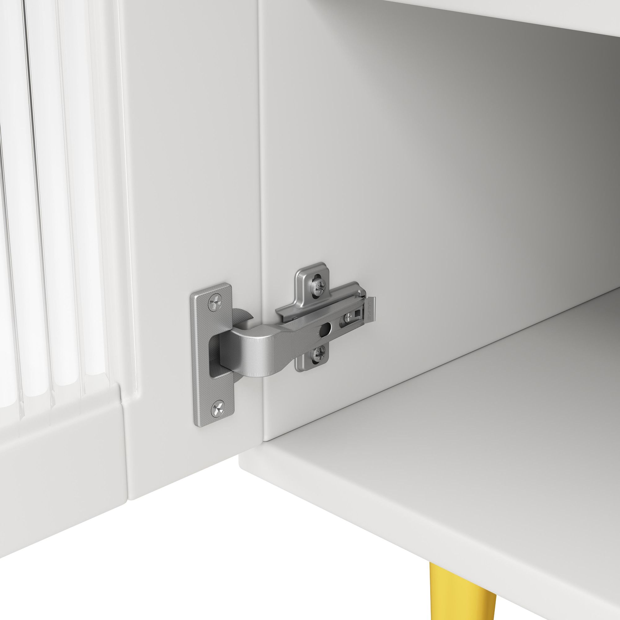 Flieks Küche Hochschränke Küchenbuffet mit Glastür, Küchenschränke Buffet mit Weingestell, Buffetschrank Highboard mit Offenen Staufächern, Weiß