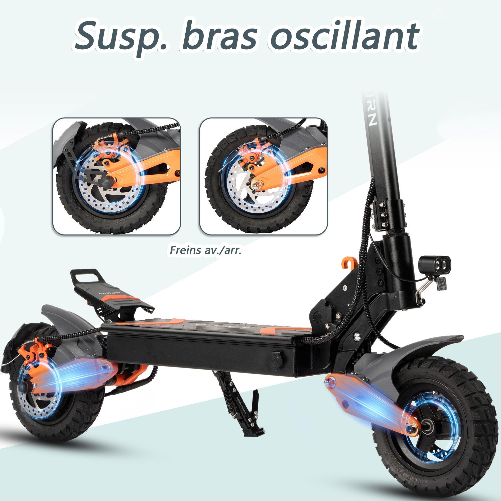 Trottinette électrique MAXTURN X1 - 48V15.6Ah 10'' Pneus Tubeless Cadre Aluminium - Noir