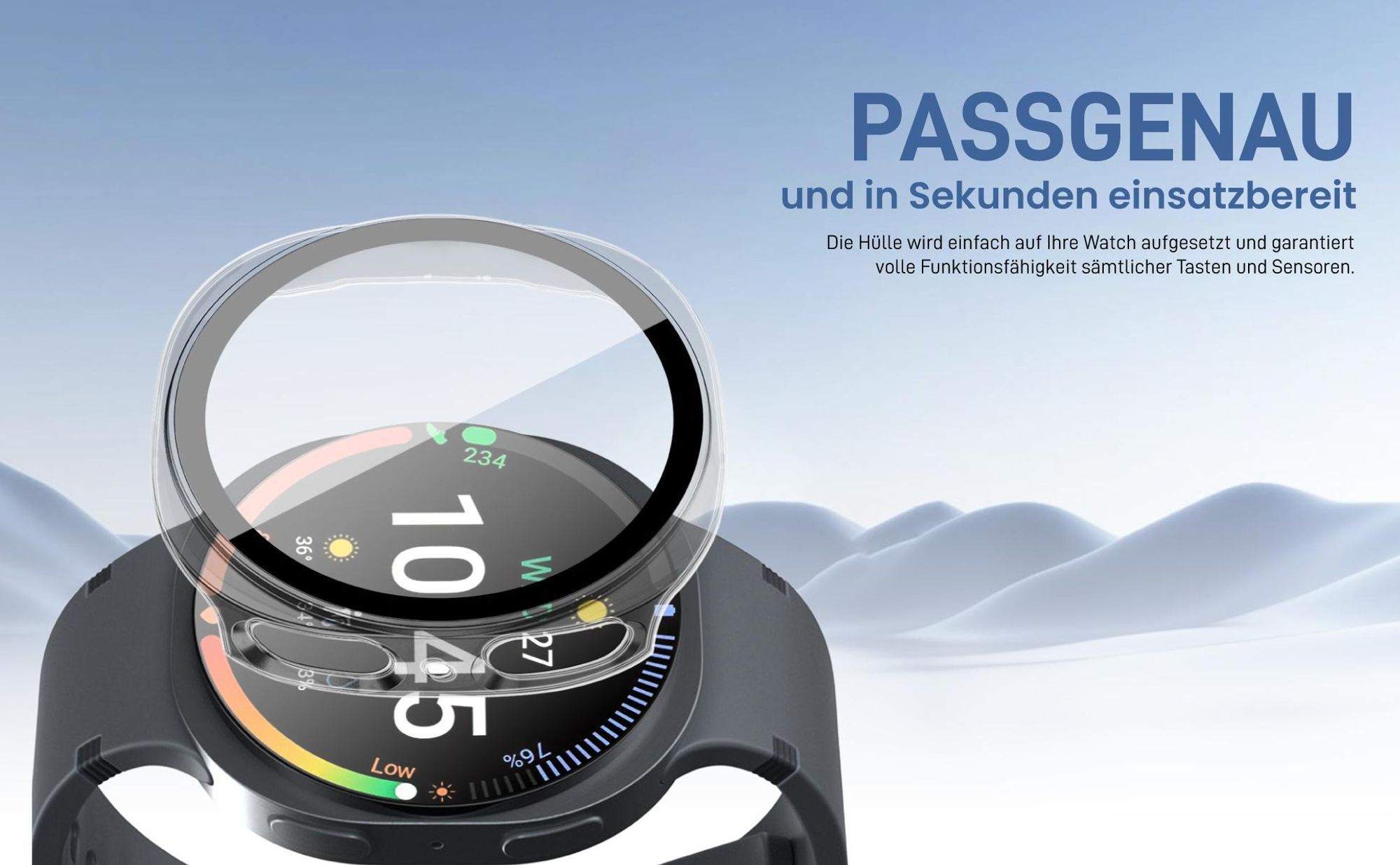 Graue Smartwatch Hülle für Samsung Galaxy Watch8 40 mm Gehäuse- und Displayschutz