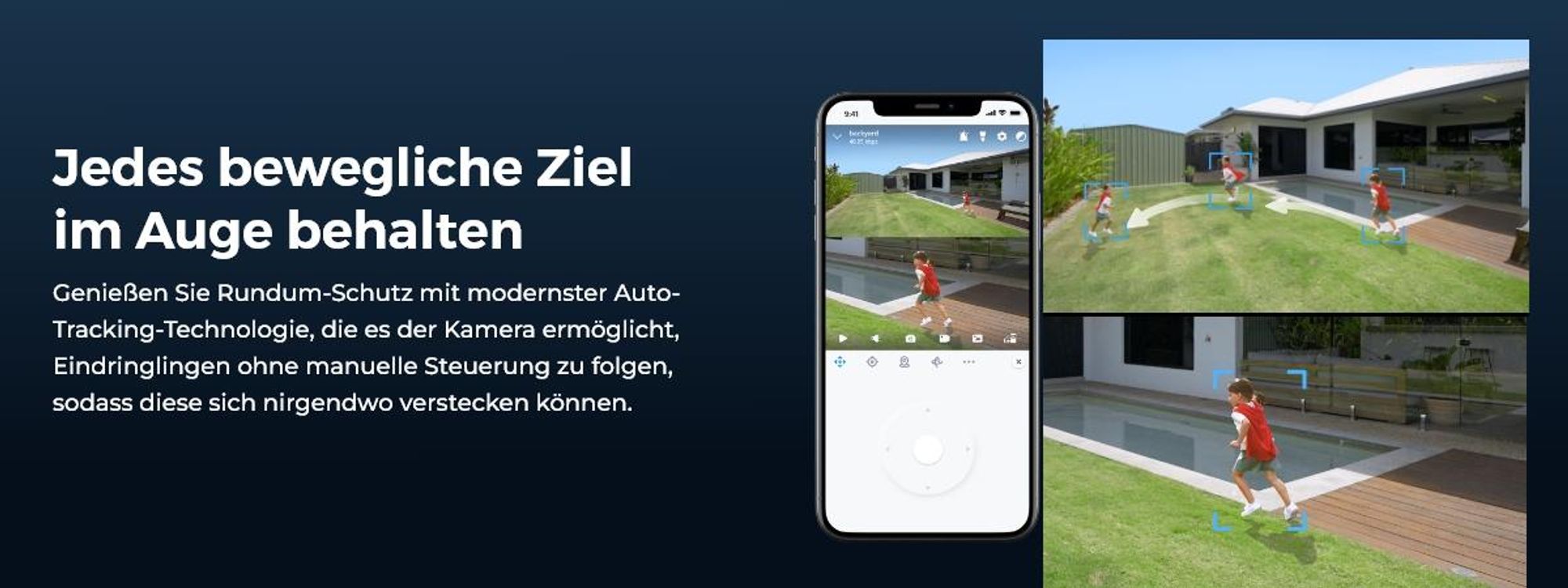 Reolink Argus Track+Solarpanel, 4K 8MP Akku WLAN Überwachungskamera Außen, Dual-Objektiv, 5/2,4 GHz WiFi, Auto Tracking & Zoom, Farbnachtsicht