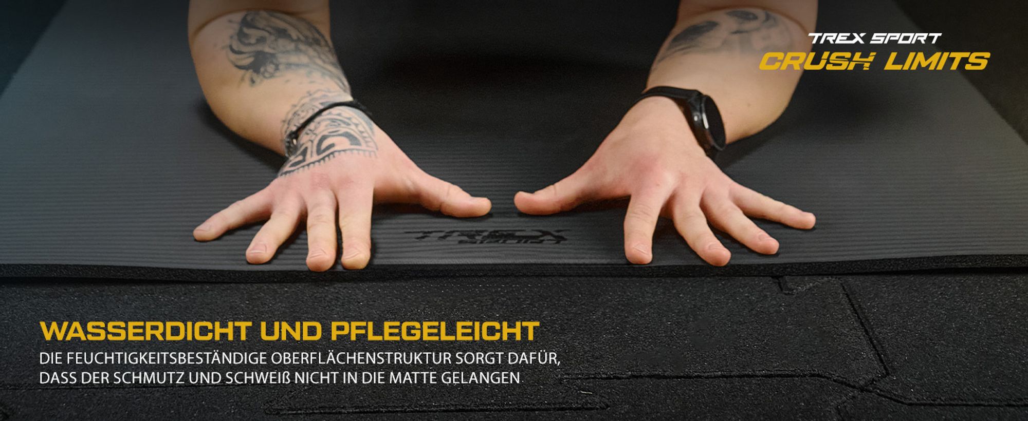 TREX SPORT Gymnastikmatte Fitnessmatte TX-019NGM | Yogamatte Pilates 190×80×1cm|Trainingsmatte rutschfest, wasserdicht, Tragegurt | Sportmatte schwarz