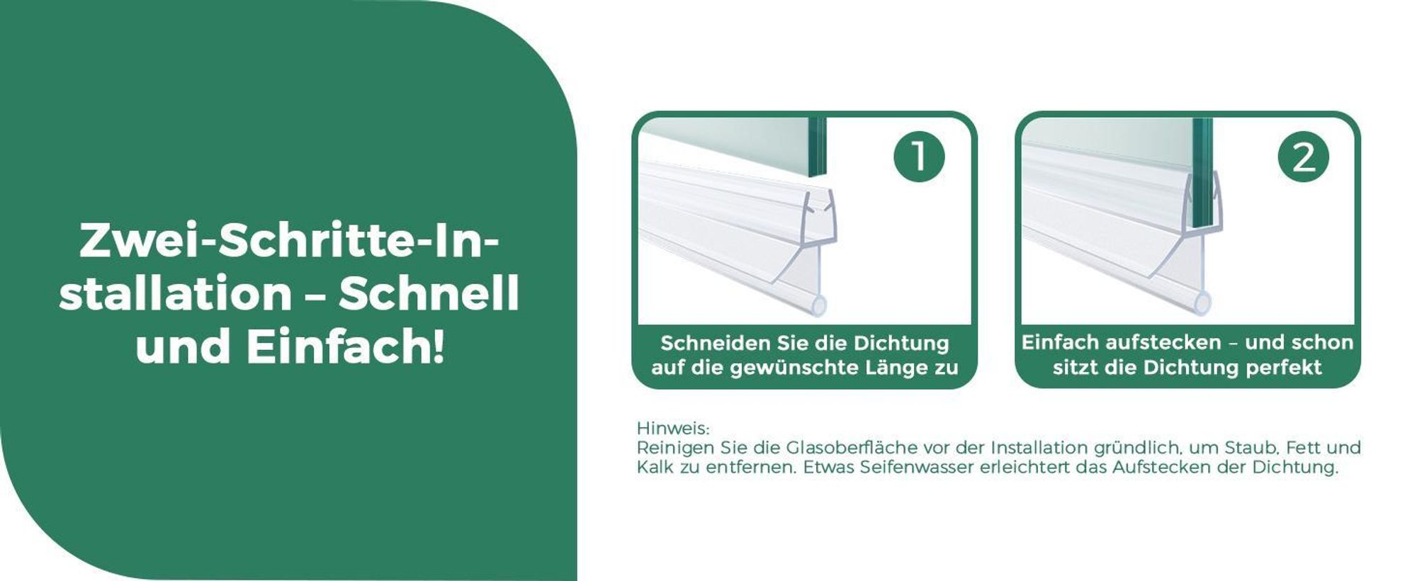 S'AFIELINA Duschdichtung 2 Stück 80cm für 4–6mm Glas – Ersatzdichtung Wasserabweiser Schwallschutz für Duschkabine Bad