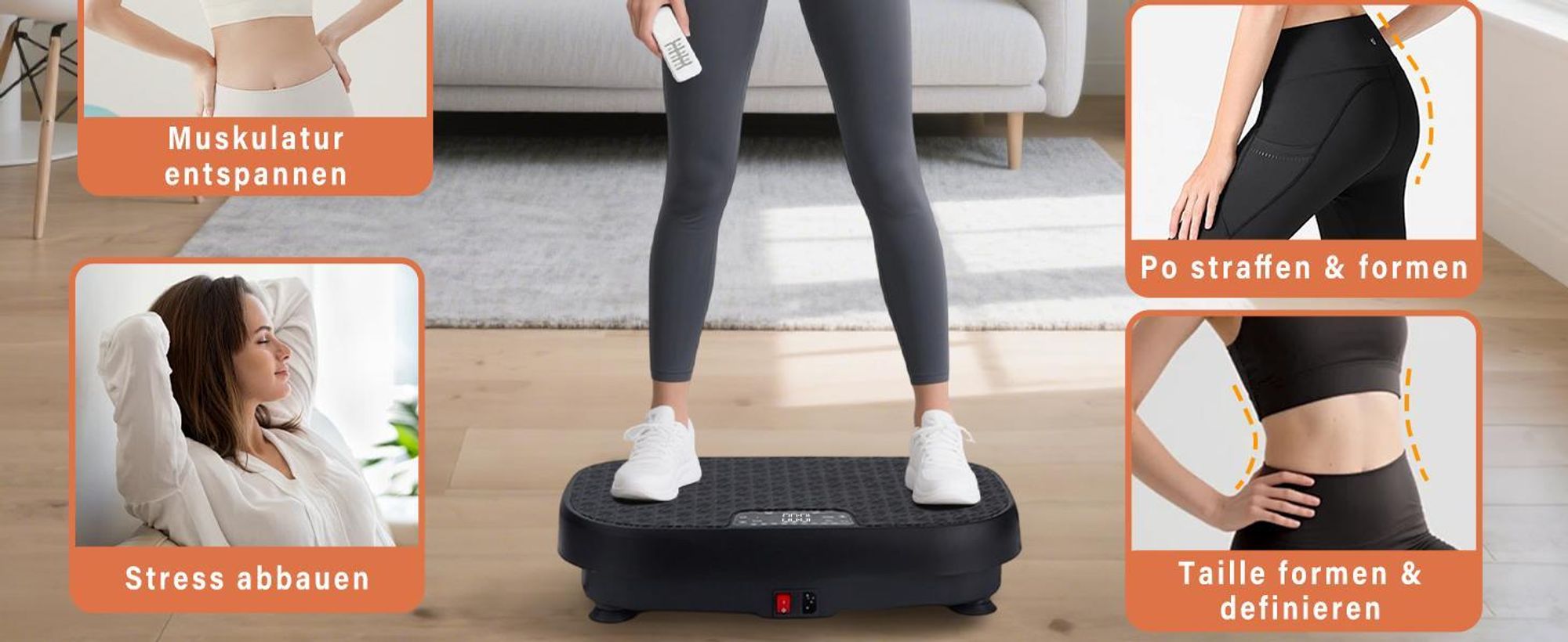 ZMH Vibrationsplatte Rüttelplatte Sport 199 Vibrationsstufen 9 Programme Vibrationsbrett Lautsprecher zum Ganzkörpertraining Vibrationsger für Zuhause