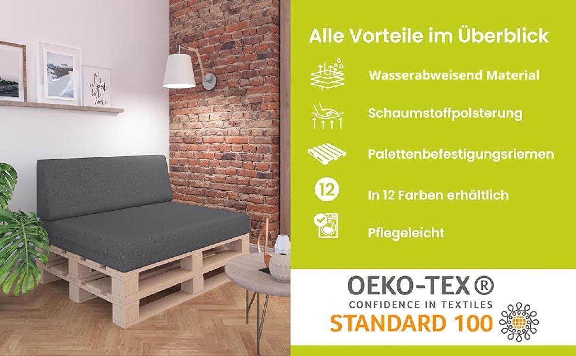 paletten palettenkissen 120 x 80 europaletten europalette palettensofa