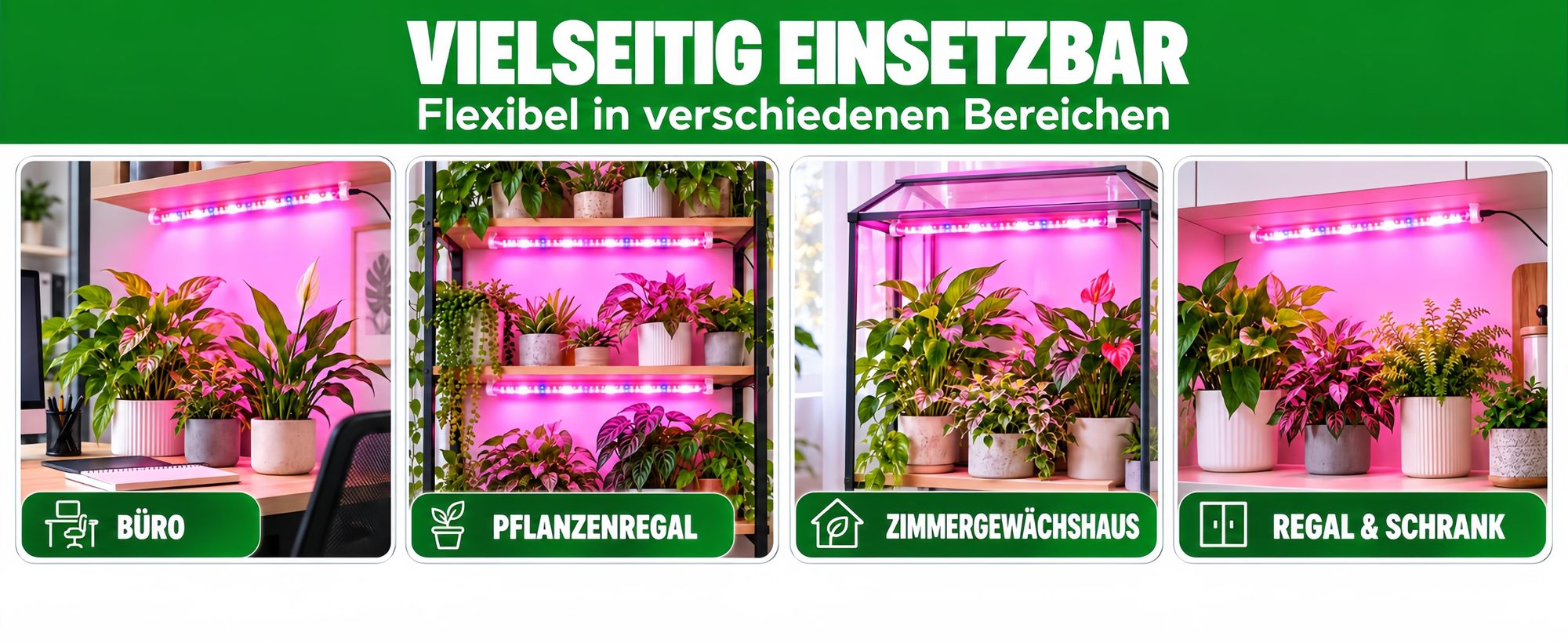 2x 50CM LED Pflanzenlampe Magnetische Vollspektrum,Dimmbar Pflanzenlicht mit Timer,360LEDs,Rot,Blau,5000K,Wachstumslampe Gewächshaus Grow Lampe