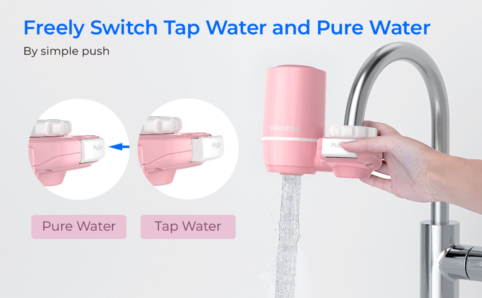Waterdrop Ultrafiltrationssystem zur Hautpflege, Wasserfilter für den Wasserhahn,WD-FC-02, Passt auf Standardhähne, Rosa (1 Filter)