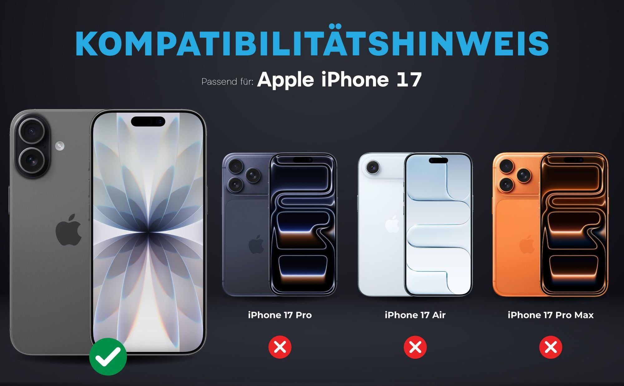 Kompatibilitätshinweise Kameraglas für Apple iPhone 17