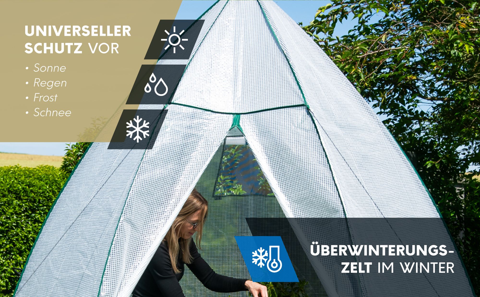 Westmann Überwinterungszelt & Foliengewächshaus Avocado Weiß 250x250x250 cm