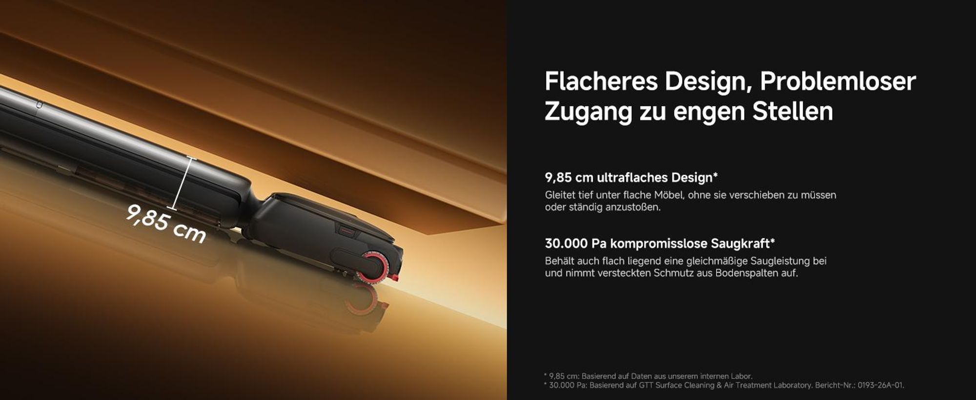 Dreame T16 Pro Heat Nass- und Trockensauger,Ultradünn 9,85 cm,90°C heißem Wasser,Ölbeseitigung,DREI Kanten,kein Verheddern,30kPa,95°C Selbstreinigung