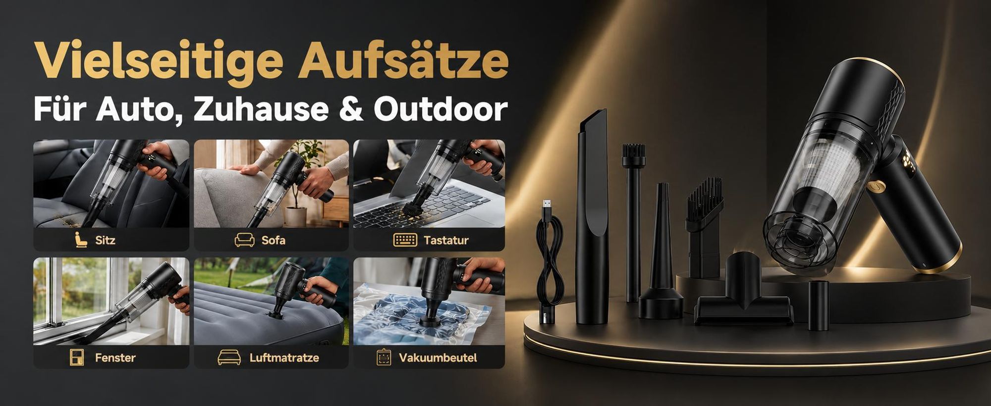 4-In-1 Handstaubsauger, 20000PA Akku-Handstaubsauger, LED kabelloser Autostaubsauger,Staubsauger&Gebläse, Mini Staubsauger für Auto, Zuhause, Haustier