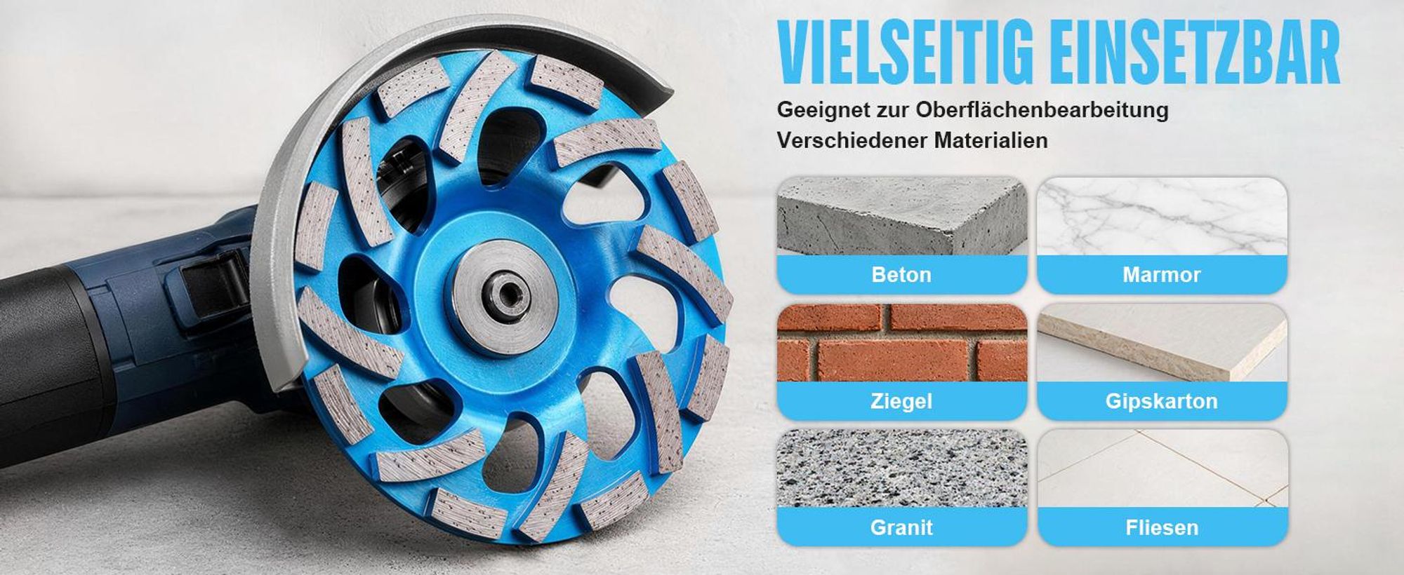 Diamant Schleiftopf 125 × 22,23 mm, Topfschleifer für Beton Naturstein Granit Ziegel Mauerwerk, 16 Turbo-Segmente Schleifscheibe für Winkelschleifer
