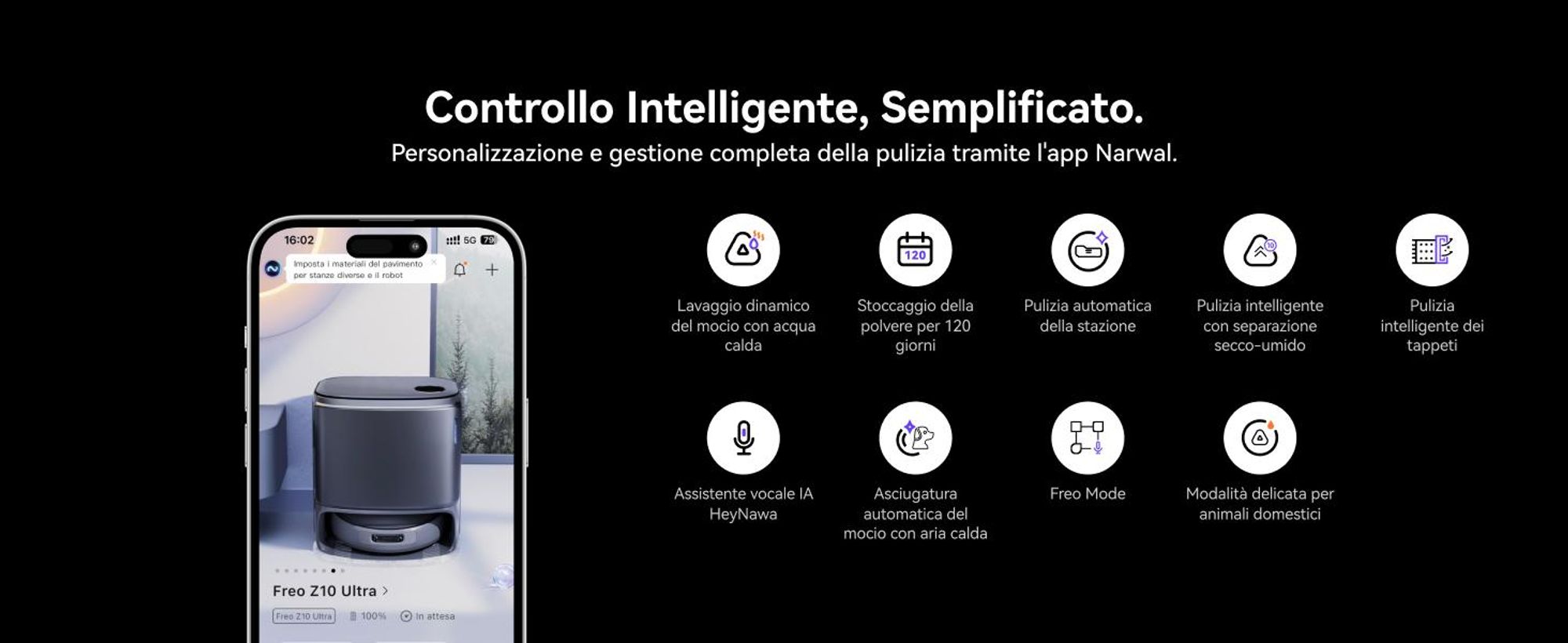 NARWAL Freo Z10 Ultra Senza sacchetto Grigio