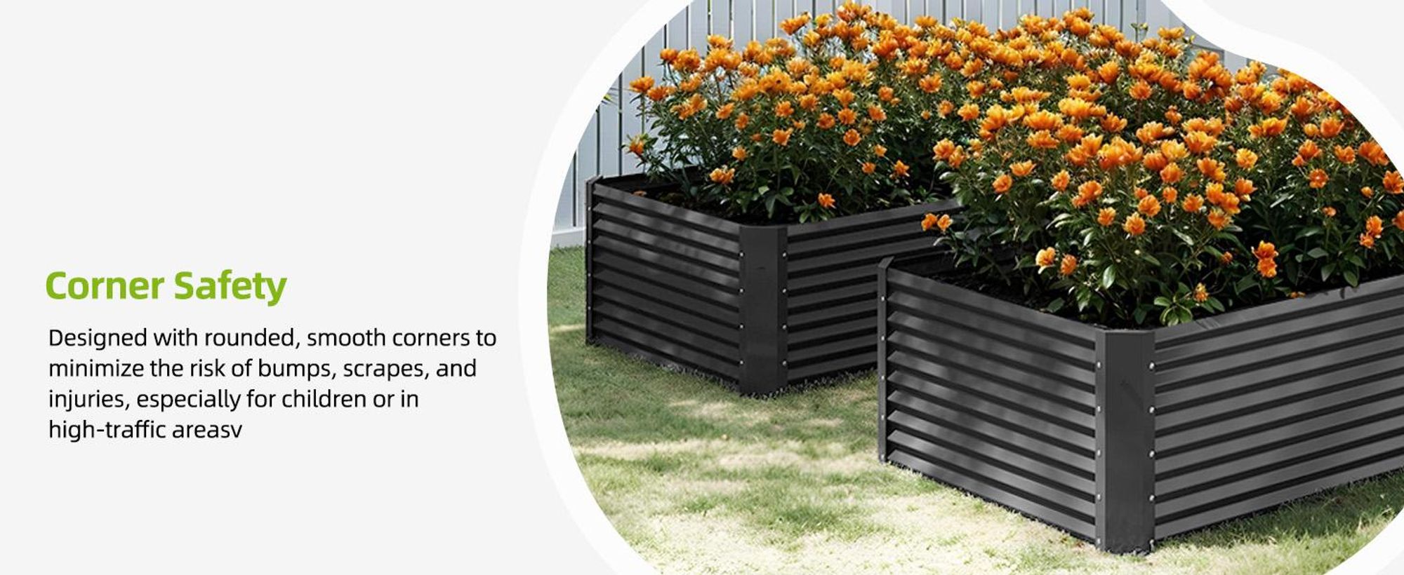 2er-Set Hochbeet 240x120x54cm Metall Ovales Gartenbeet, Pflanzkasten Verzinkter, Schwarz