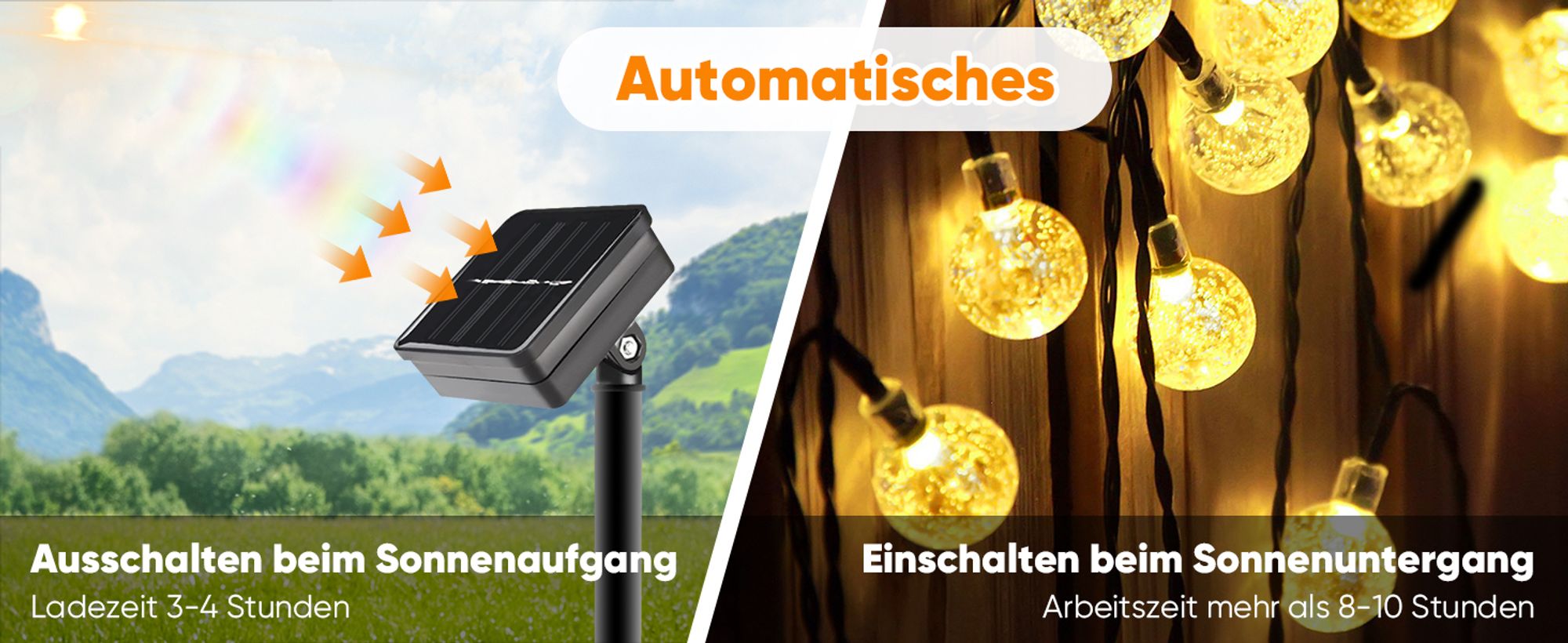 Salcar Solar Lichterkette 10 m mit 40 LED-Kugeln,Partybeleuchtung, Hochzeitsdekoration, Warmweiß