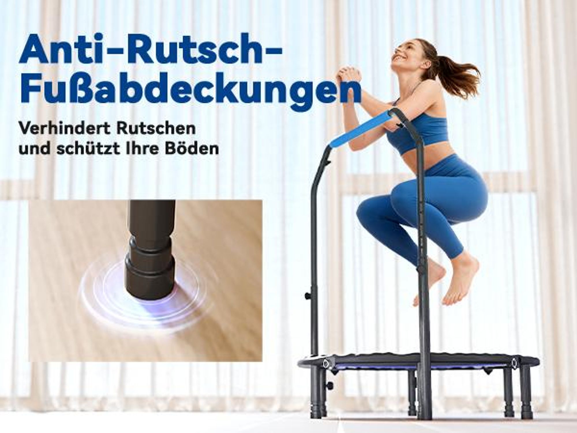 HOMCOM 102cm Faltbares Fitness-Rebounder Fitness-Trampolin mit Haltegriff