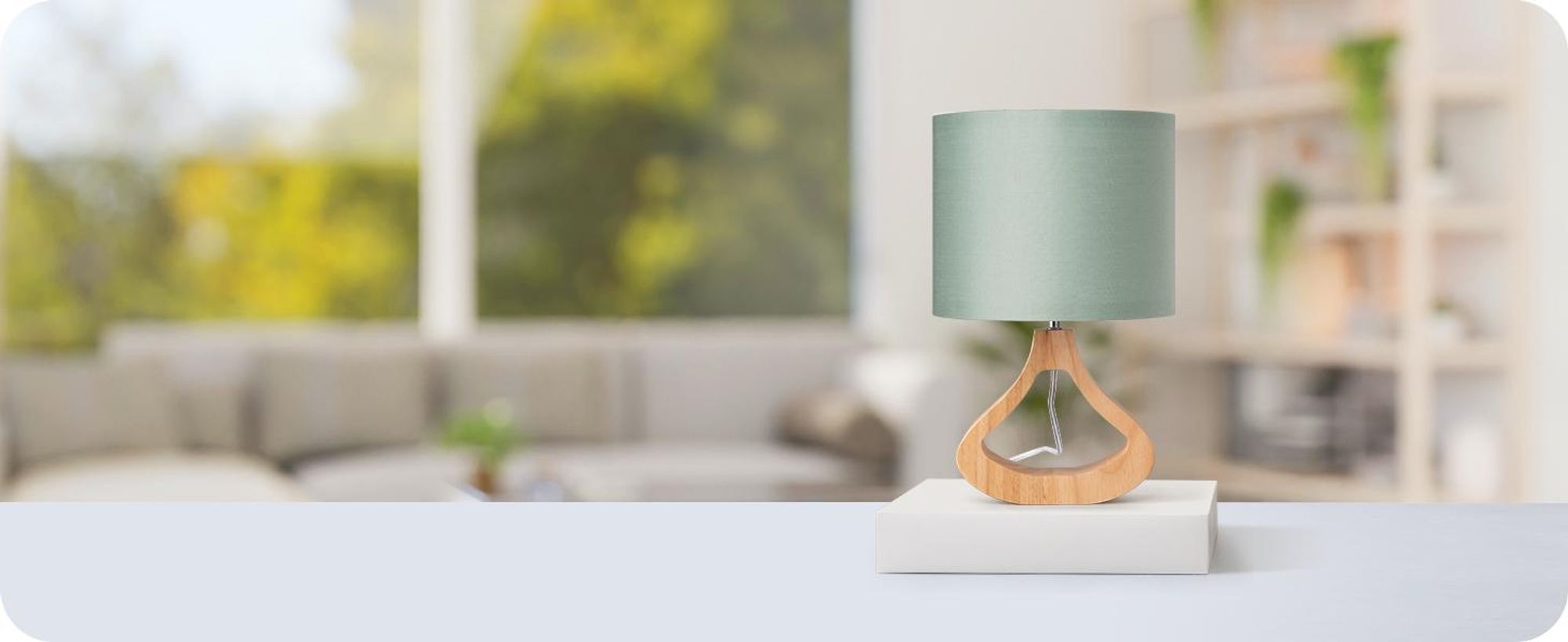 EDISHINE Nachttischlampe Wohnzimmer ,Tischleuchte mit Leinen-Lampenschirm, Holz