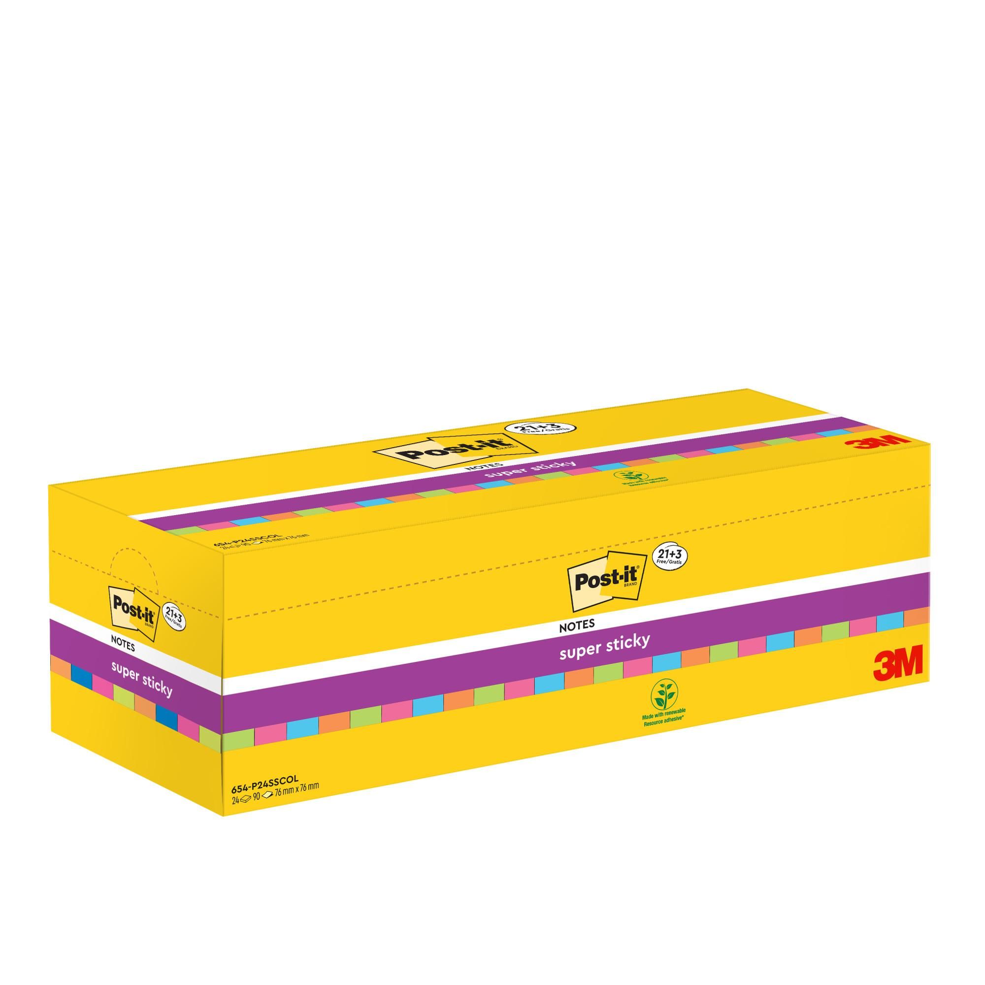 Post-it® Super Sticky Notes, 21 Blöcke+3 Gratis
