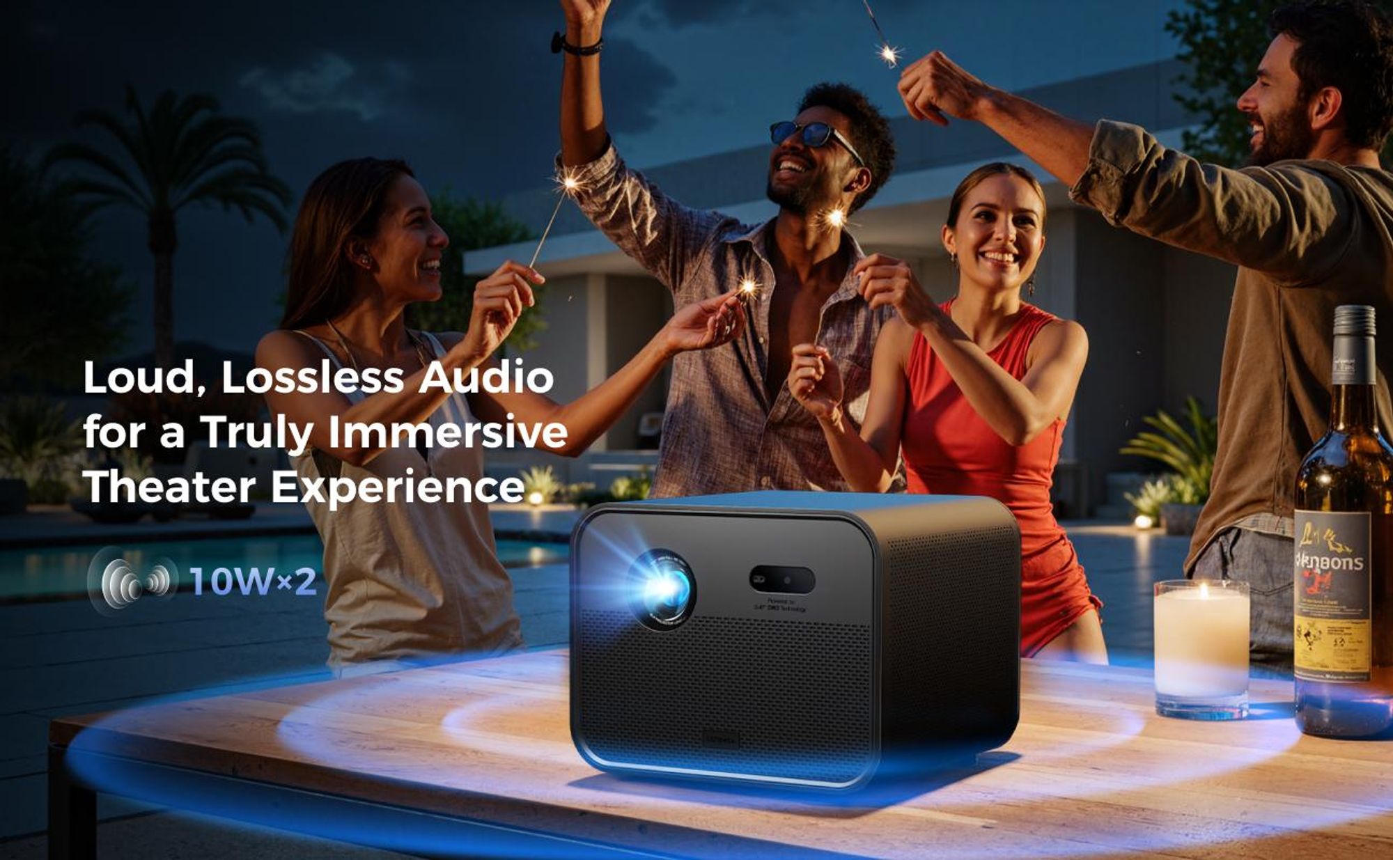 Ultimea Beamer 4k, Poseidon E100 DLP Projektor, 1800 ANSI-Lumen mit Google TV