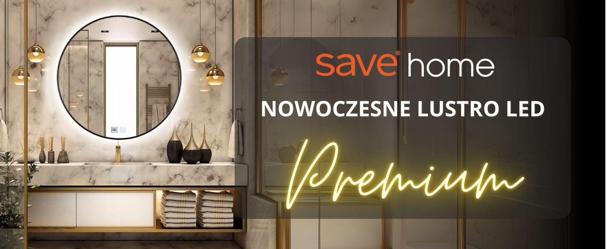 SAVE ®HOME Okrągłe lustro łazienkowe LED - 60 cm - PODŚWIETLANE - Z RAMĄ LOFT - 3 BARWY ŚWIATŁA - ŚCIEMNIALNE - BEZ PARY - DOTYKOWE - LUSTRO ŚCIENNE