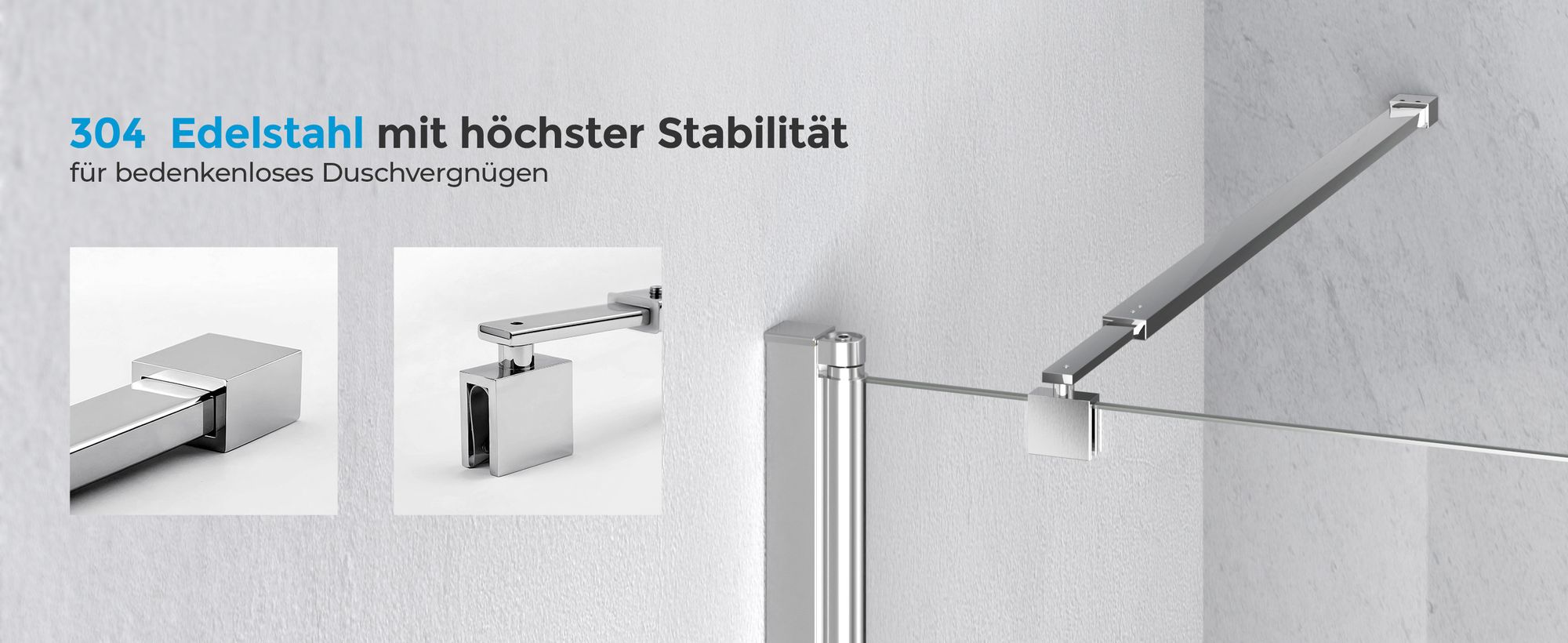 Heilmetz Stabilisator Haltestange Duschwände Stabilisierungsstange Edelstahl Teleskopstange 70-120cm für 8-10mm Walk in Duschwände Dusche Duschwand