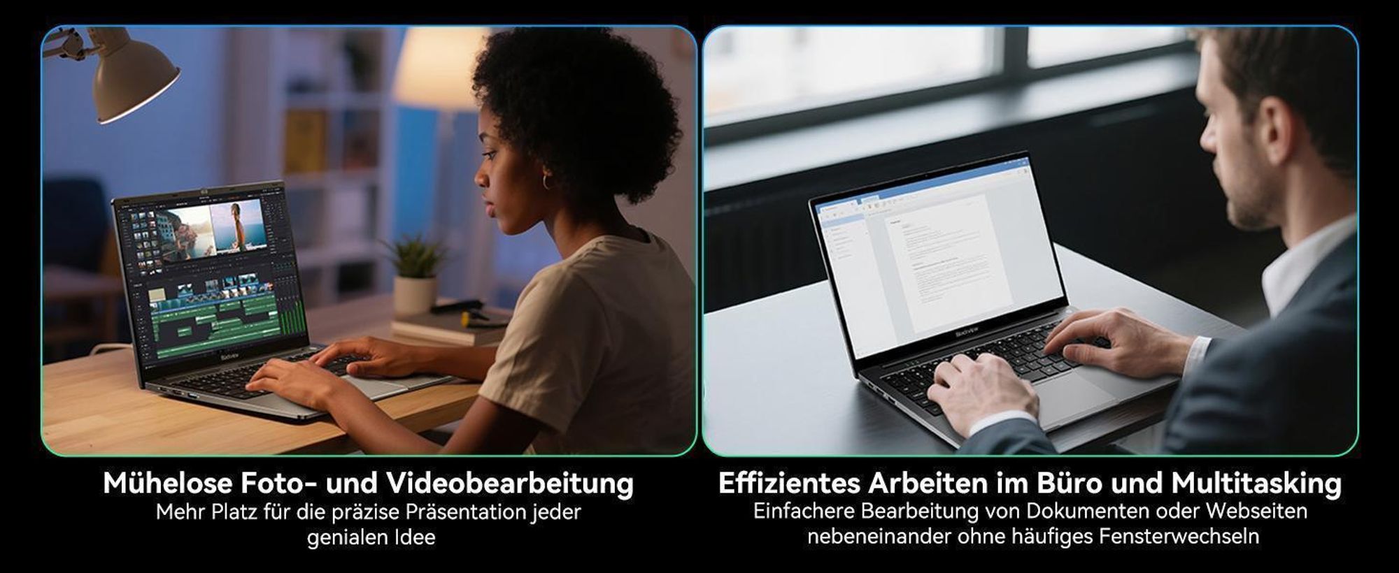 Blackview 15.6" FHD Acebook 6 Laptop, AMD Ryzen 3300U Notebook 4x3.5Ghz, 16GB DDR4+512GB SSD/1TB, 180° drehbar, Windows 11, Tastatur-Aufkleber