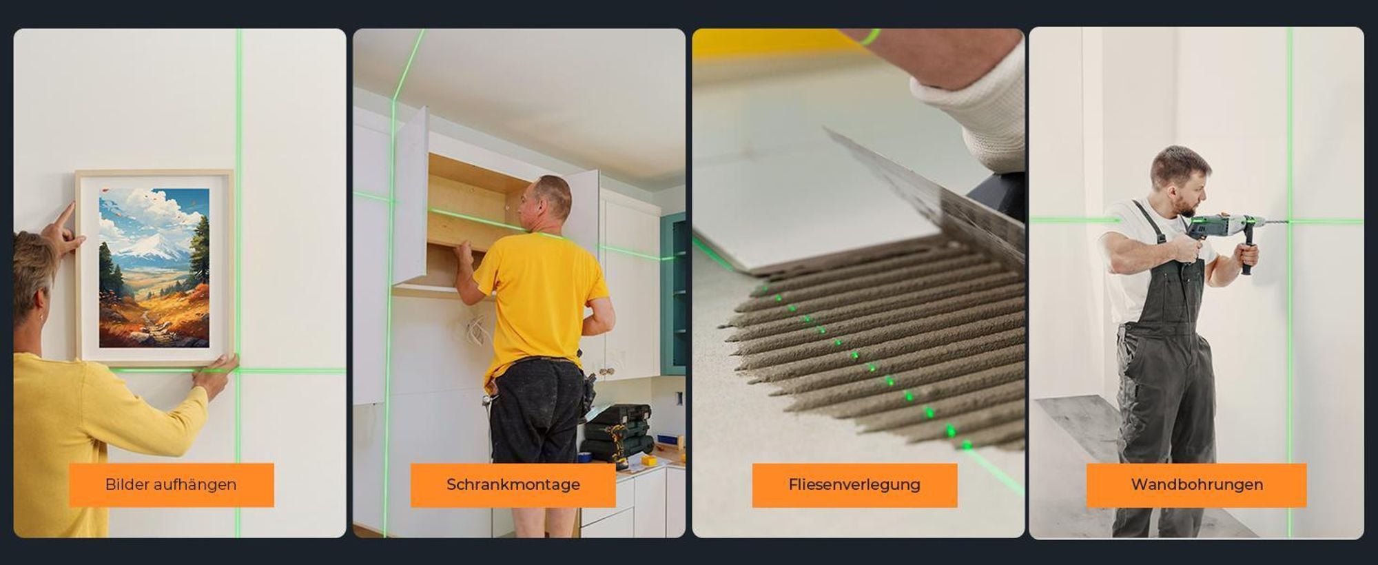 CIGMAN CM-G01 Kreuzlinienlaser Grün 30m, Selbstnivellierend, IP54 Schutz