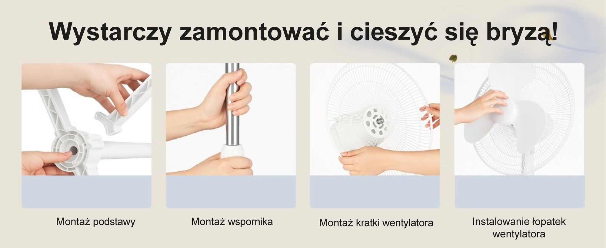 EXTRALINK wentylator stojący 45W – biały, cicha praca, chłodzenie powietrza