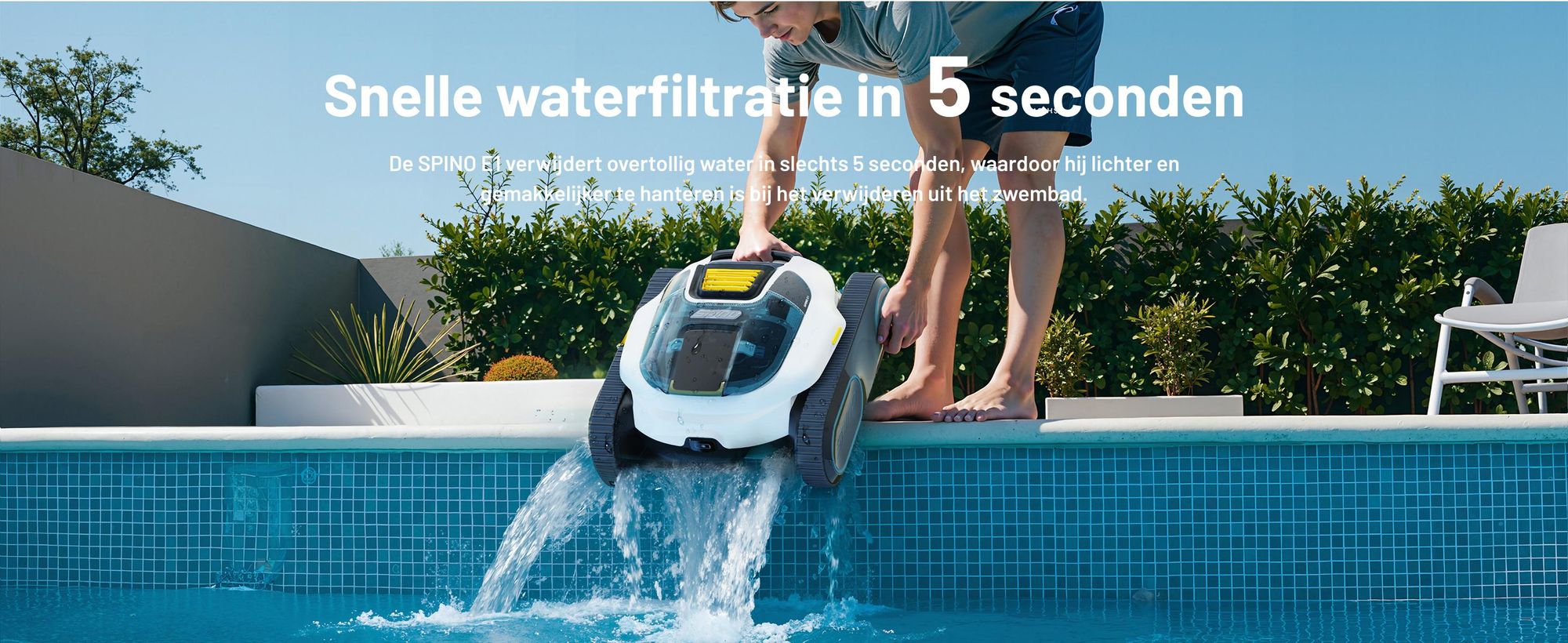 Mammotion zwembadrobot Spino E1 draadloze zwembadstofzuiger voor zwembaden tot 150 m², 6 Ah, 210 min looptijd, app, voor vloer, muur, waterleidingen