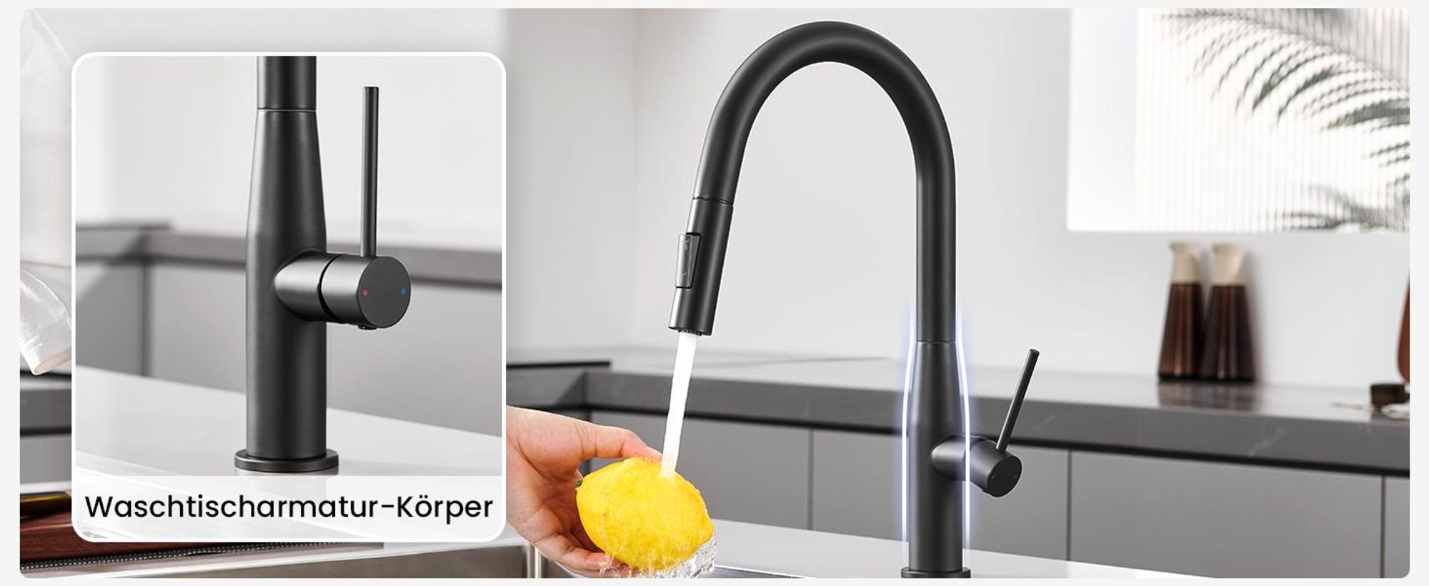 Wasserhahn Küche Ausziehbar Vasen-Design, 2 Strahlarten Hochdruckarmatur Küchenarmatur, 360° Drehbar Spültischarmatur, Cecipa Mischbatterie Spüle